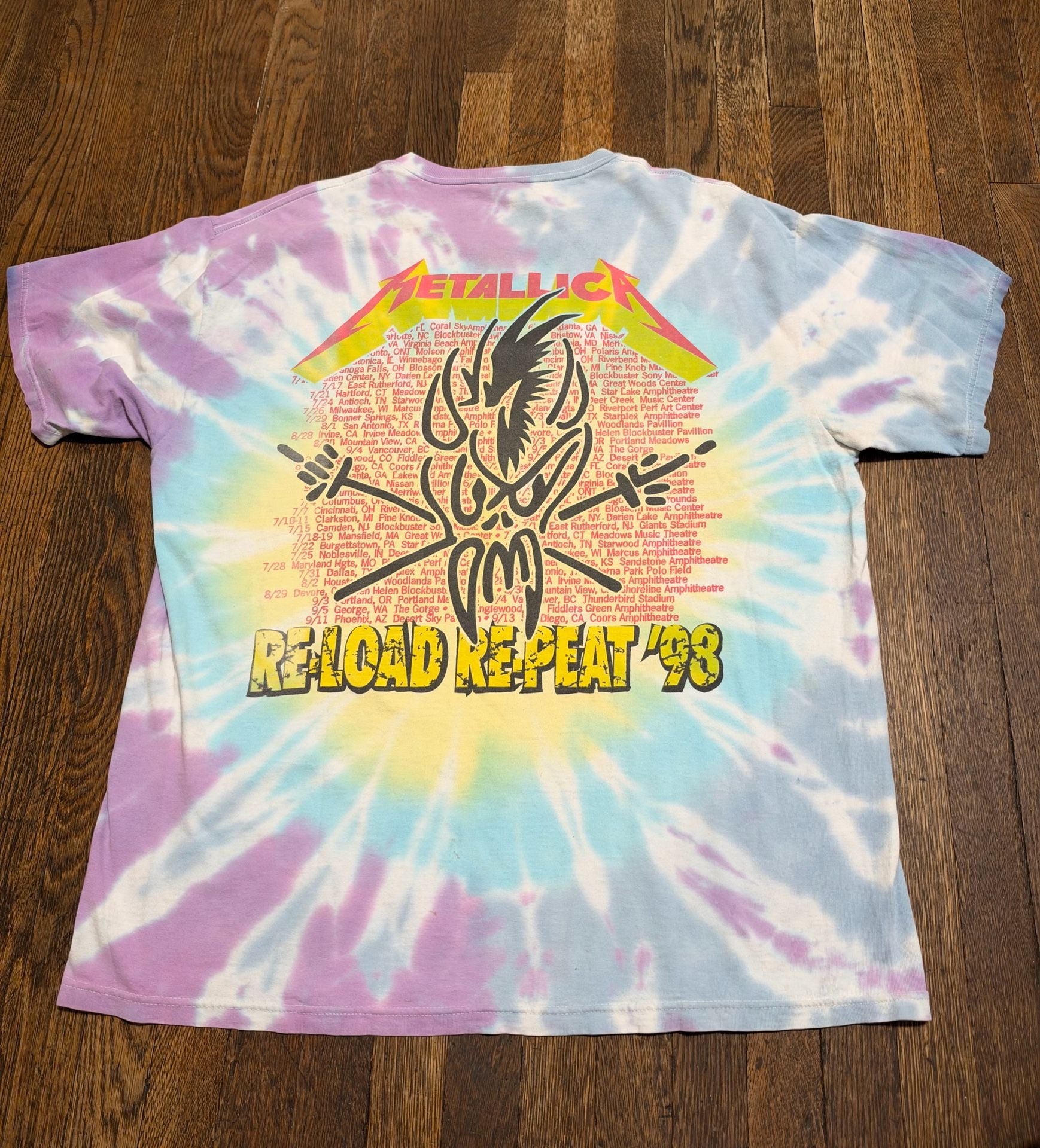 Rare Global Sport Tag Metallica Poor Re-Touring Me 98 Tie Dye T-Shirt Size XL 8