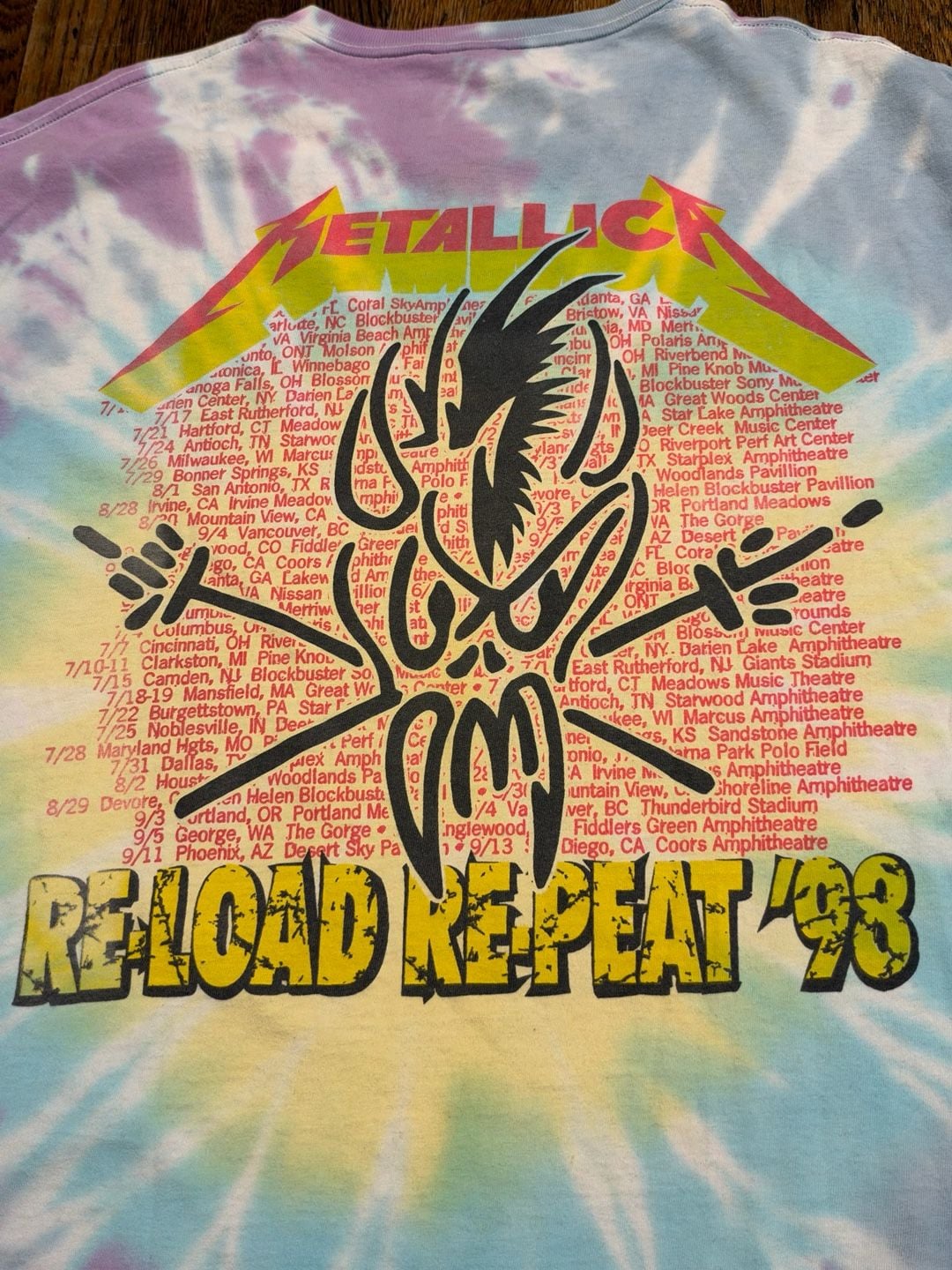 Rare Global Sport Tag Metallica Poor Re-Touring Me 98 Tie Dye T-Shirt Size XL 9