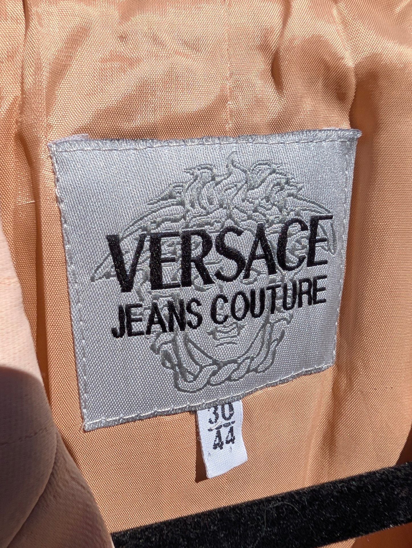 Vintage 90s Versace Jeans Couture Blazer Size 30 / 44 Peach Medusa Buttons 4