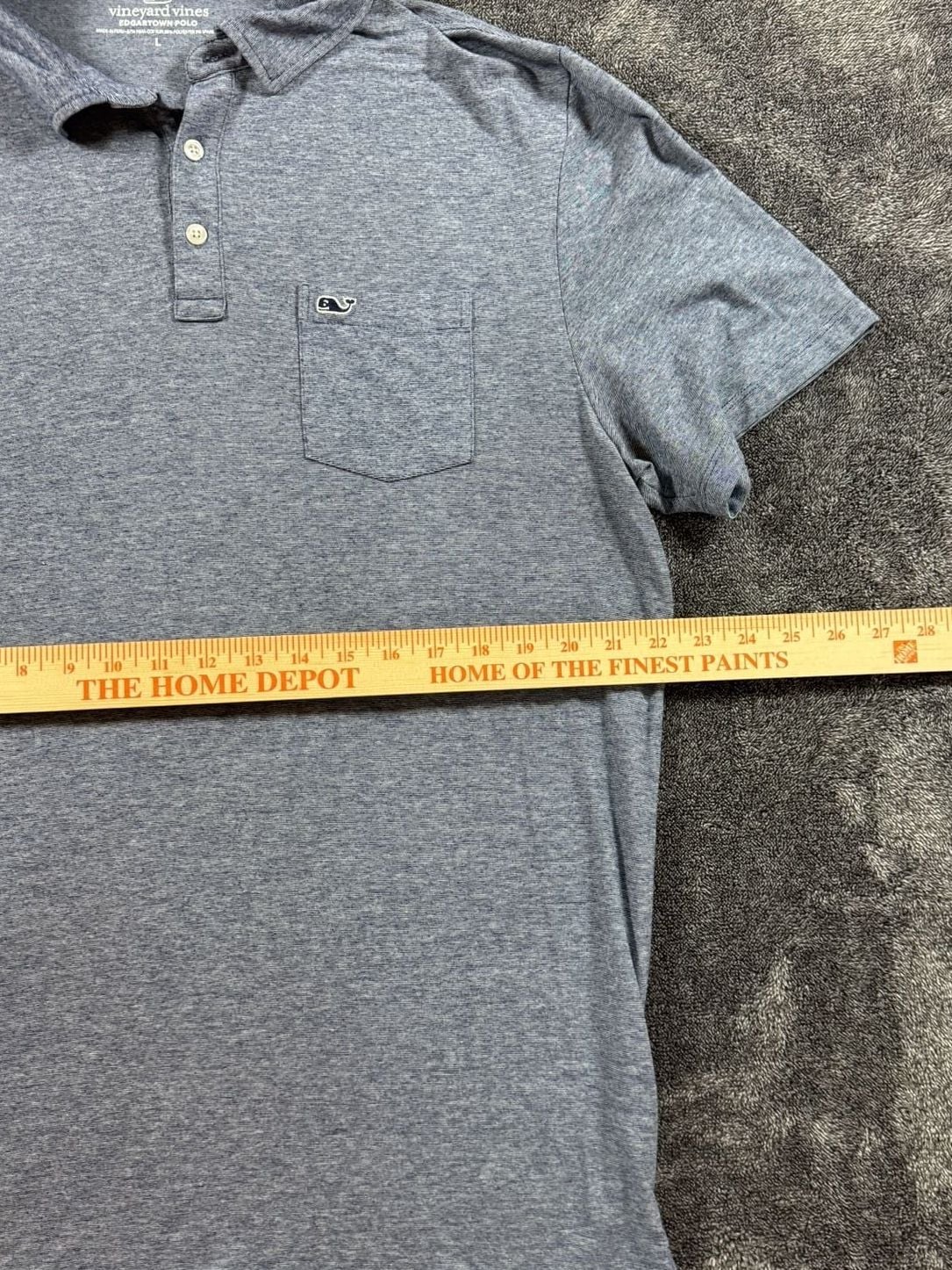 Vineyard Vines Edgartown Polo Size L Blue Heather Pocket 7