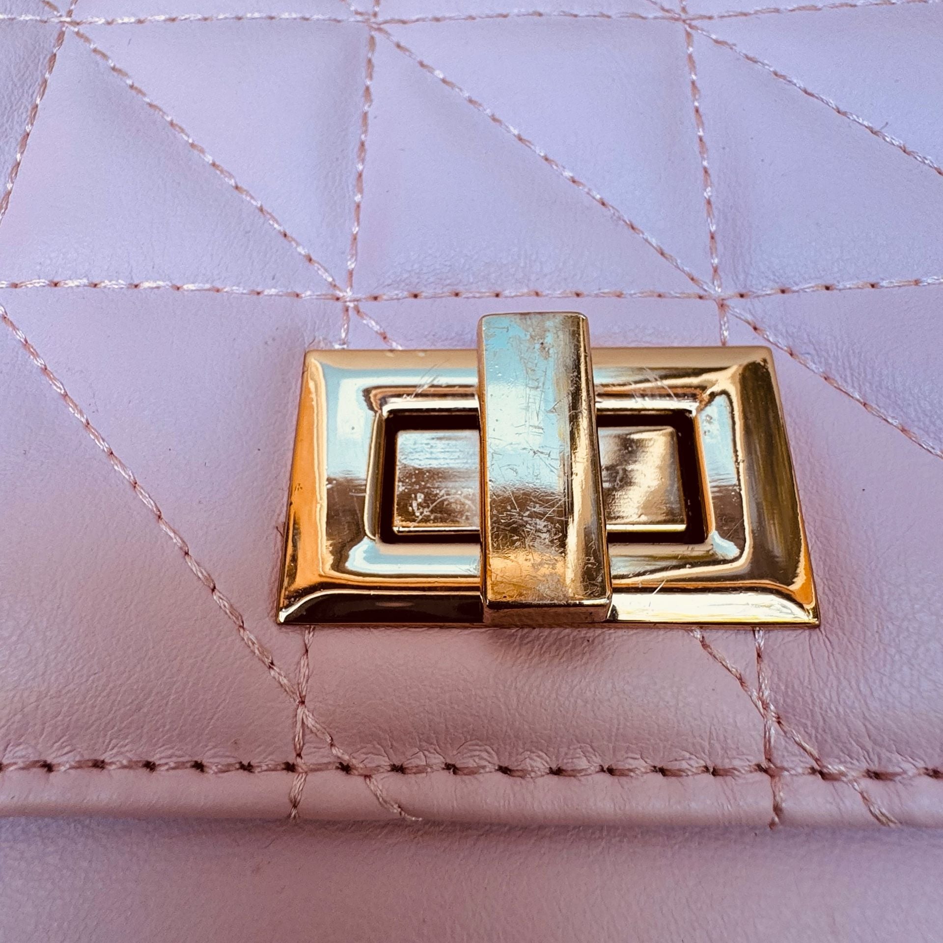 Aldo Pink Quilted Crossbody Bag Gold Hardware 8