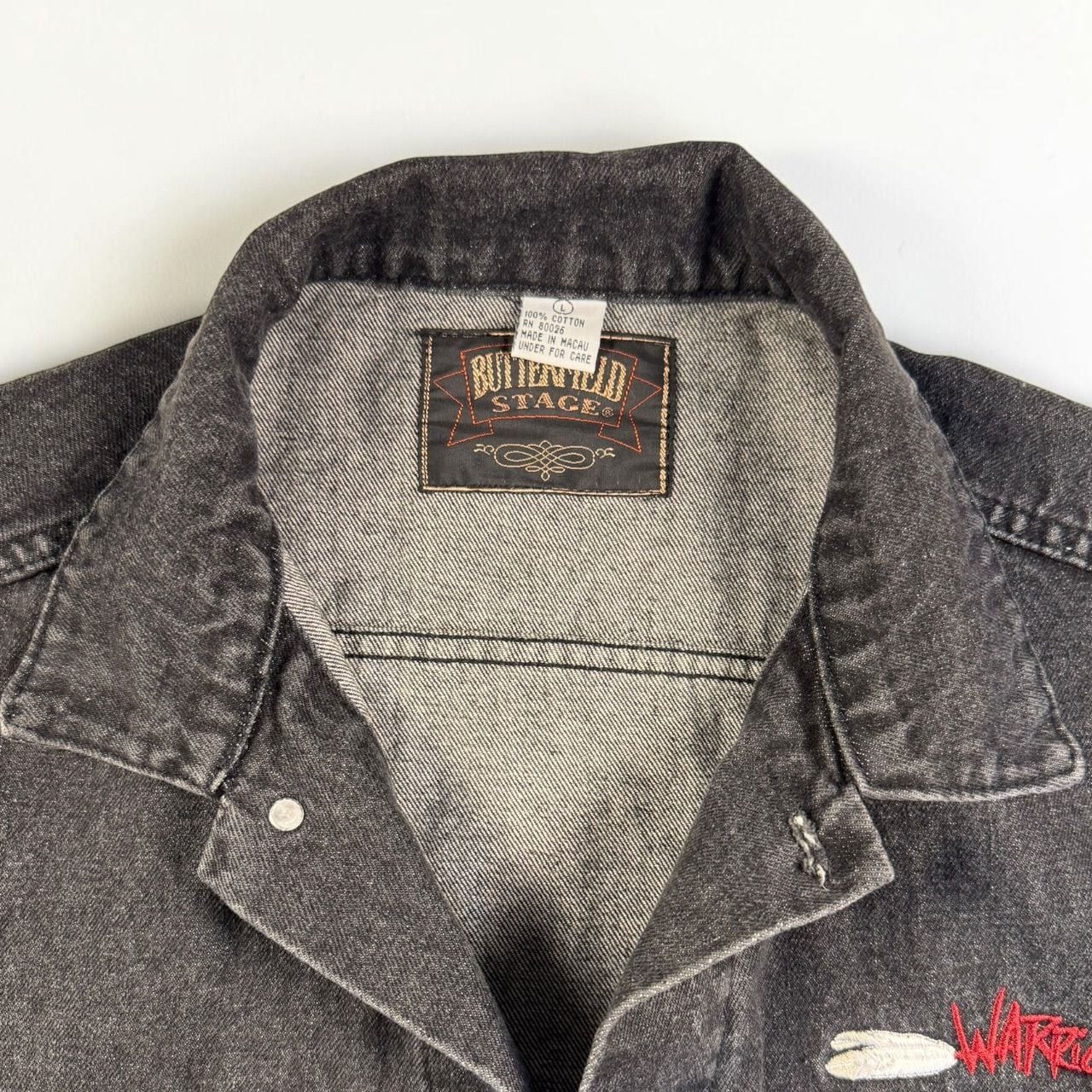Vintage 1997 Butterfield Stage Jim Yellowhawk Buffalo Spirit Denim Jacket L 6
