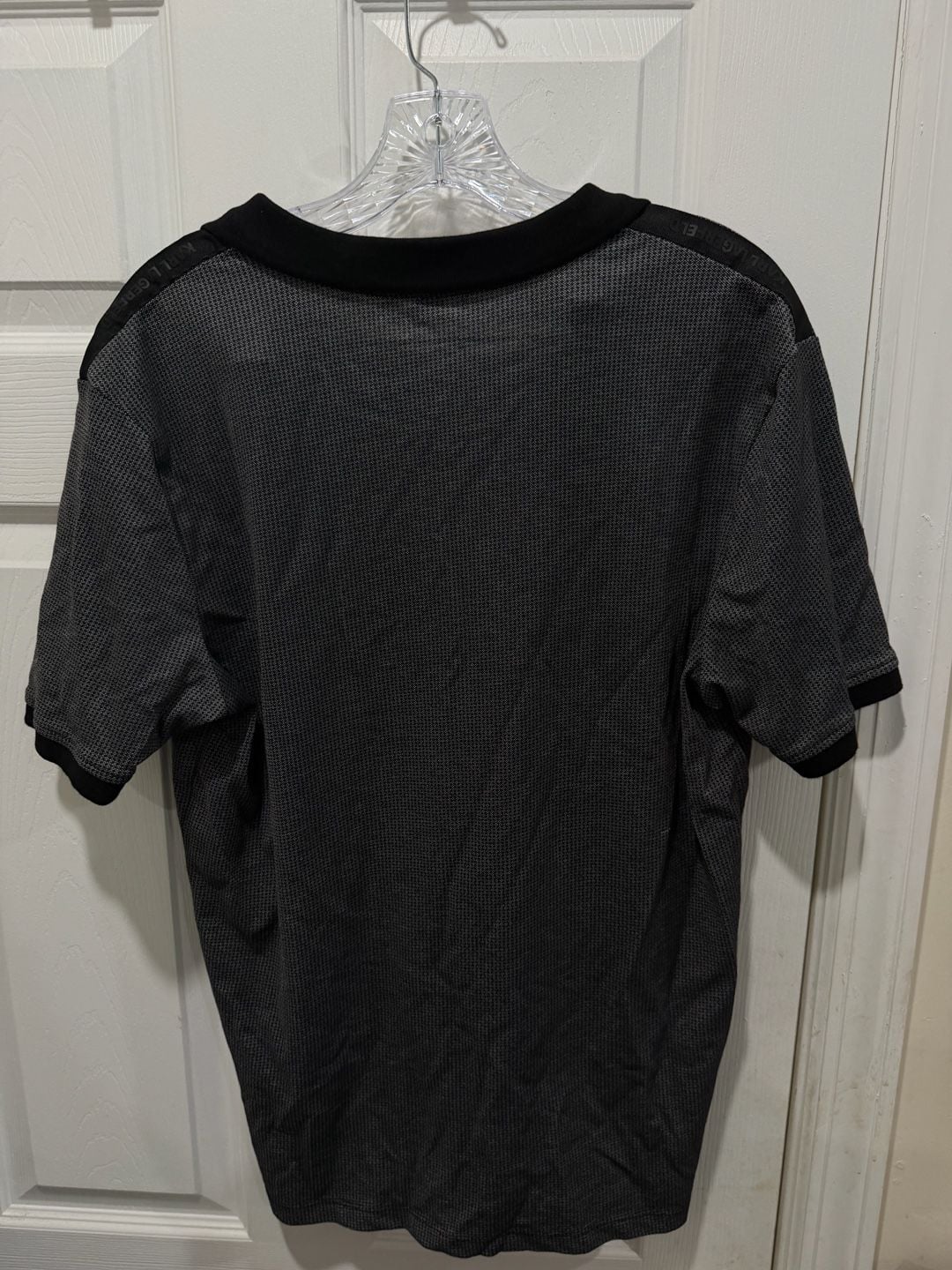Karl Lagerfeld Paris Polo Shirt Size M Black Gray Textured Short Sleeve 3