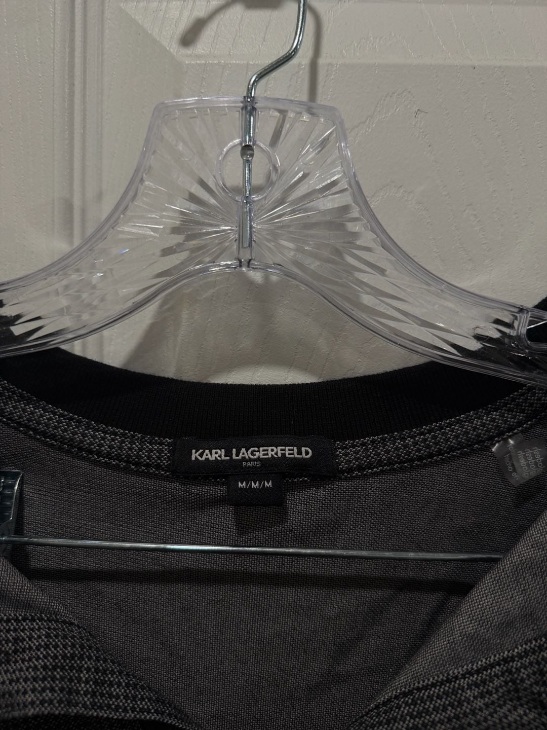 Karl Lagerfeld Paris Polo Shirt Size M Black Gray Textured Short Sleeve 4