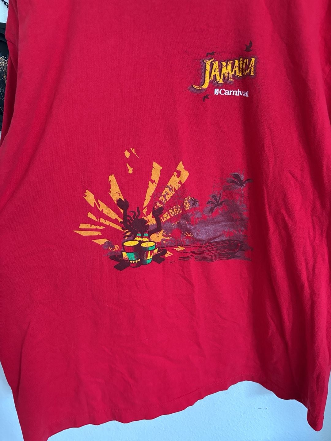 Carnival Cruise Line Jamaica T-Shirt Size XL Red Graphic Tee 3