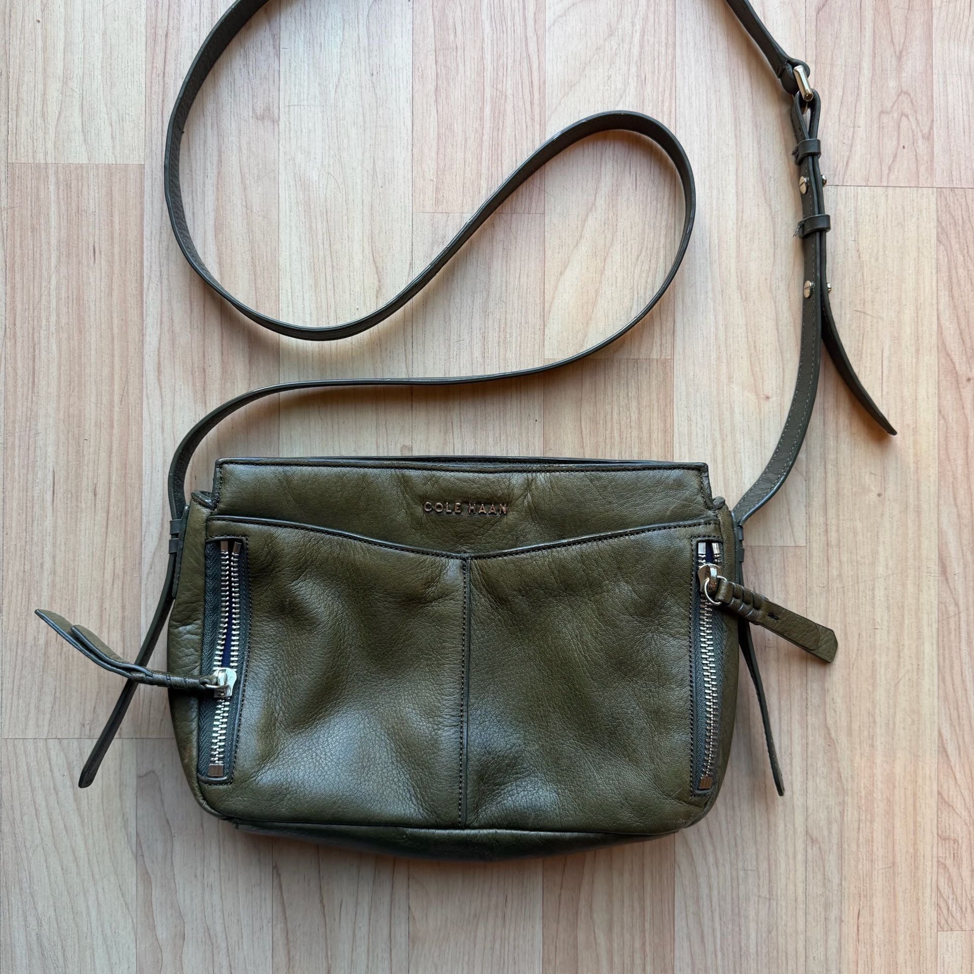 Cole Haan Olive Green Leather Crossbody Bag 6