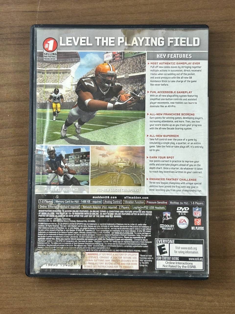 Madden NFL 09 PS2 PlayStation 2 EA Sports 2008 Game Disc Manual Case 3