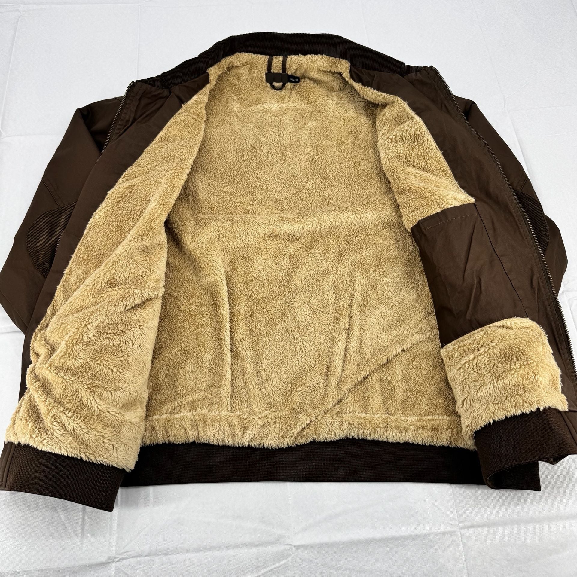 Brown Sherpa Lined Workwear Jacket US/2XL Corduroy Elbow Patches 4