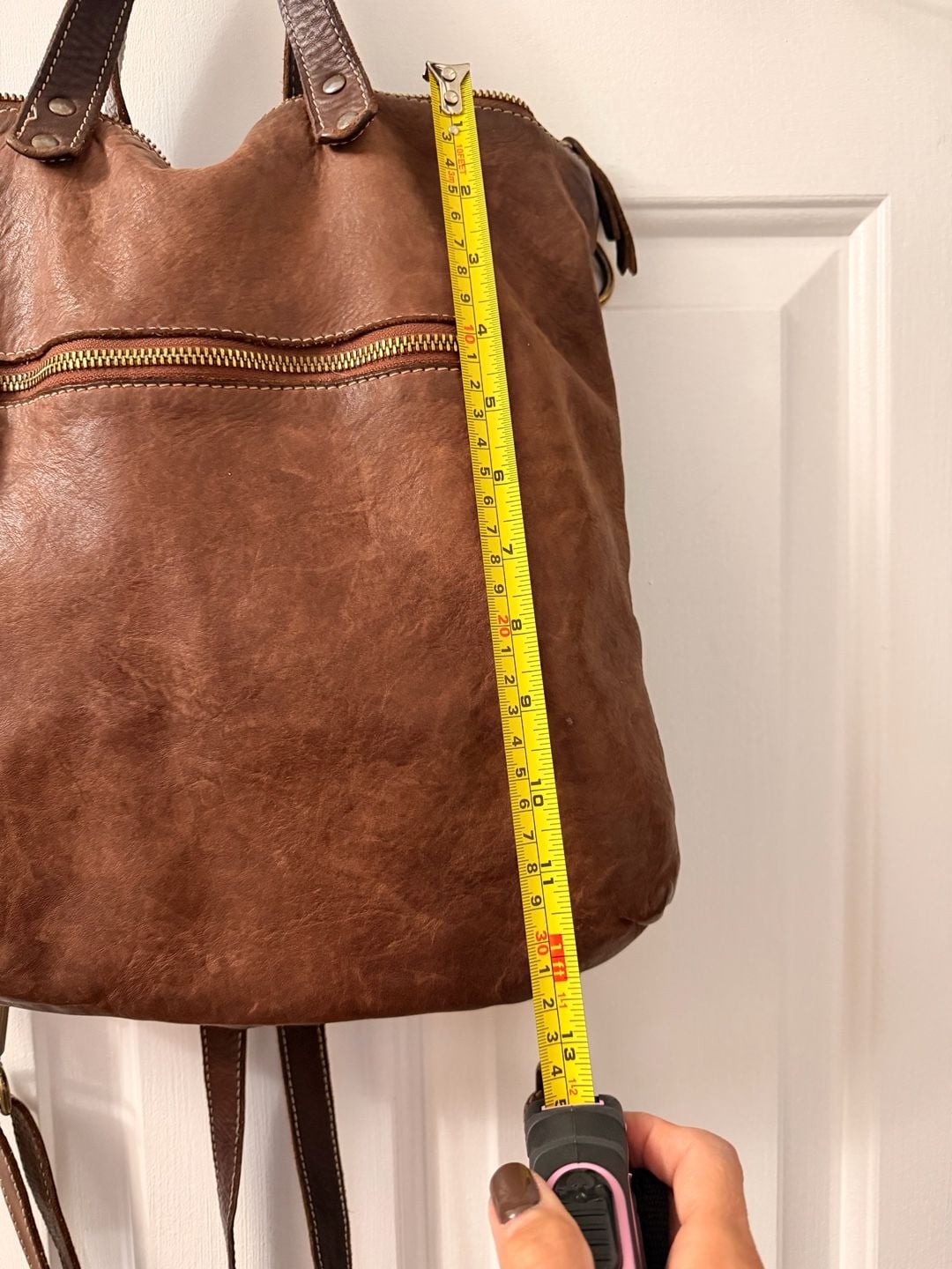 Frye Leather Backpack Tote Convertible Brown 8
