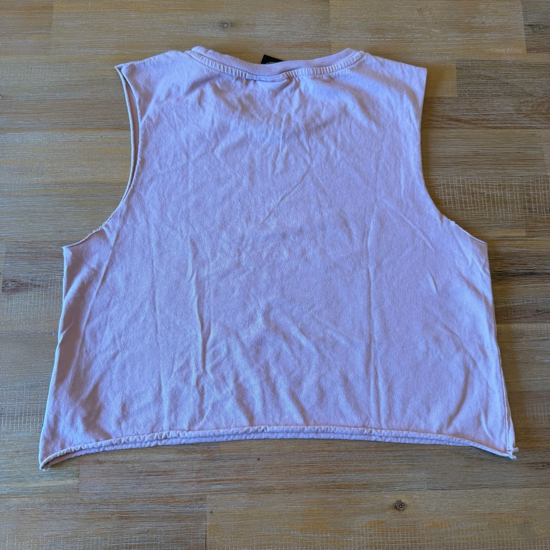 P&Co England Vibes Cropped Muscle Tank Top Dusty Pink Graphic Vest Sz UK 6 US 2 3