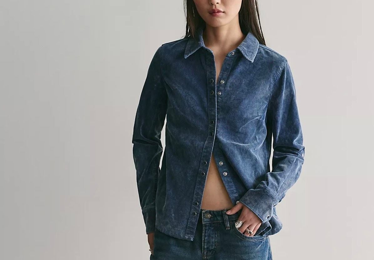 Free people Benny Corduroy Button Down Shirt Size XSmall 2