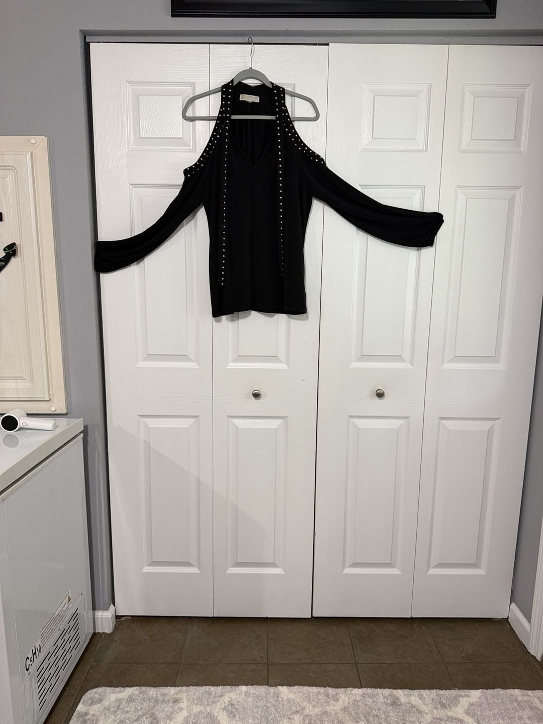 Michael Michael Kors Studded Cold Shoulder Top Black 2