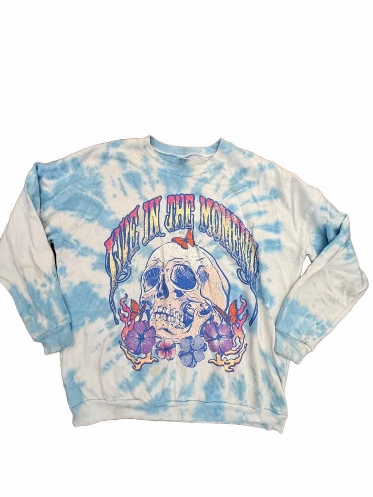 Live in the Moment Skull Tie Dye Sweatshirt 2