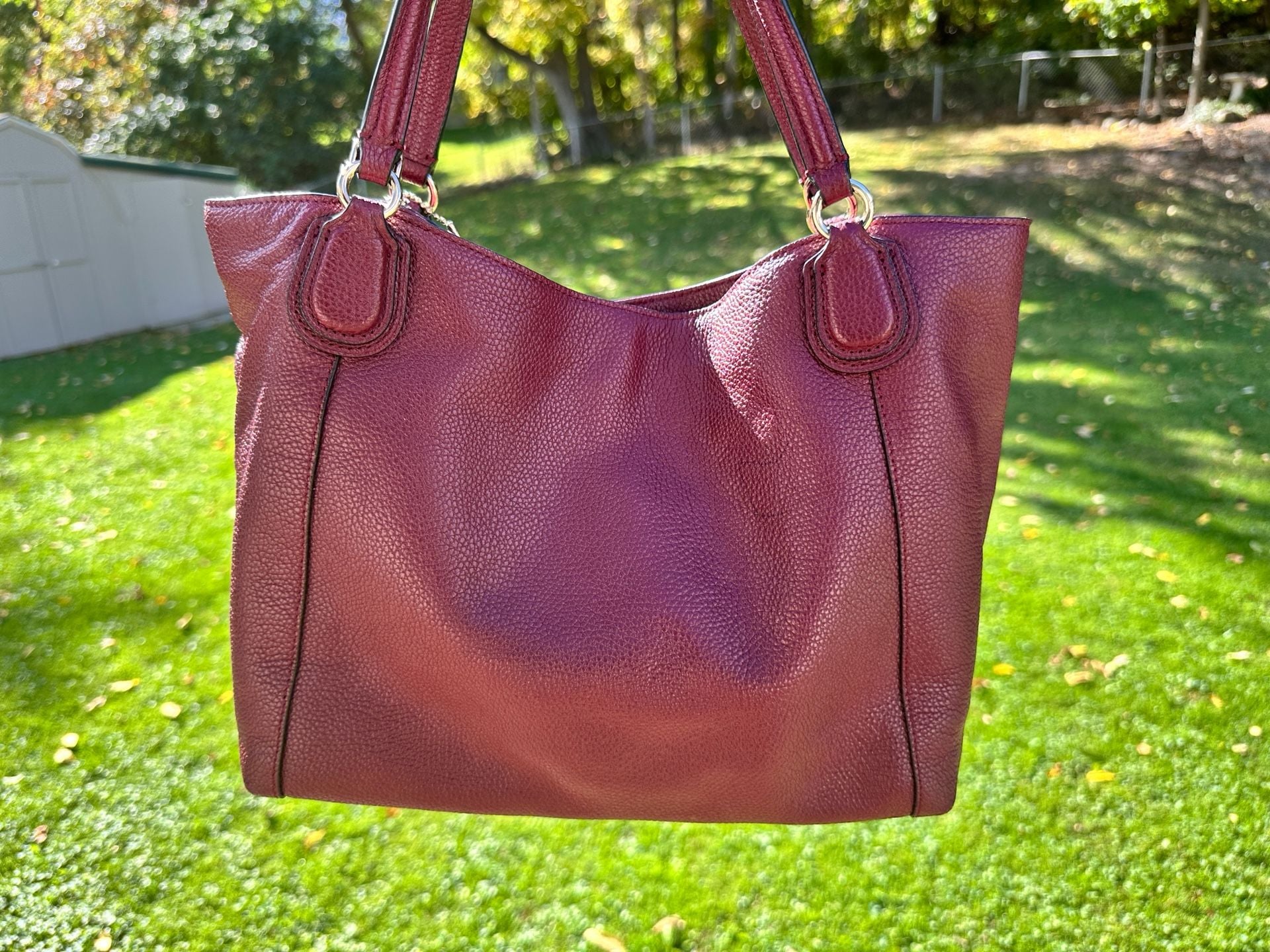 Coach Leather Two-Way Burgandy Bag- Perfect Color for Fall 3