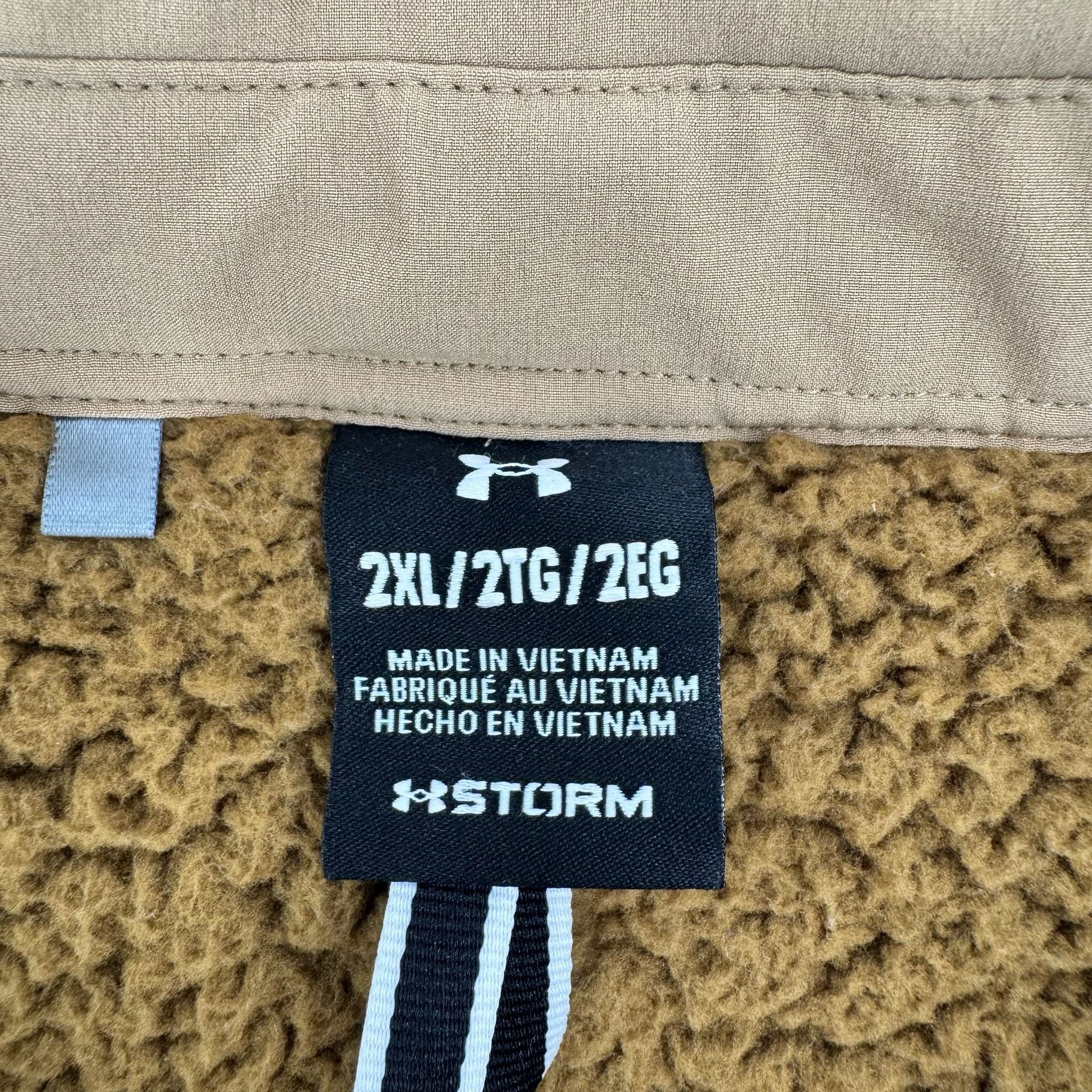 Under Armour Storm Quilted Sherpa Lined Jacket 2XL Tan Snap Shirt 3