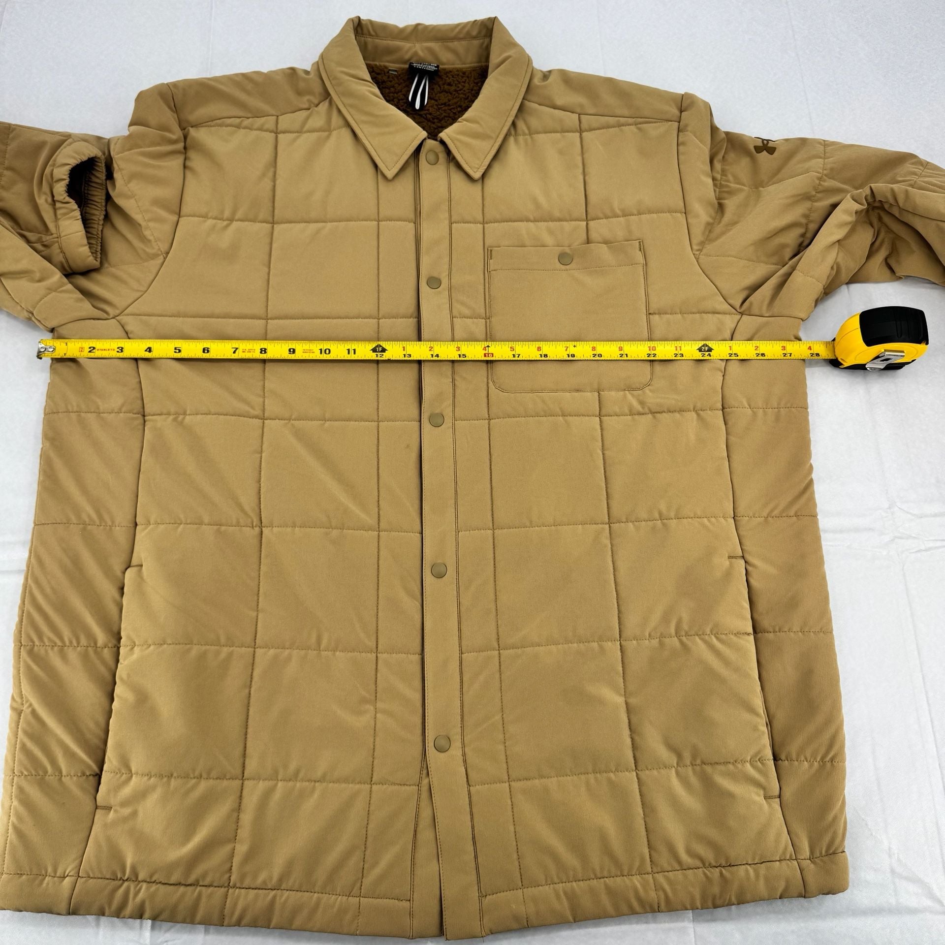 Under Armour Storm Quilted Sherpa Lined Jacket 2XL Tan Snap Shirt 6