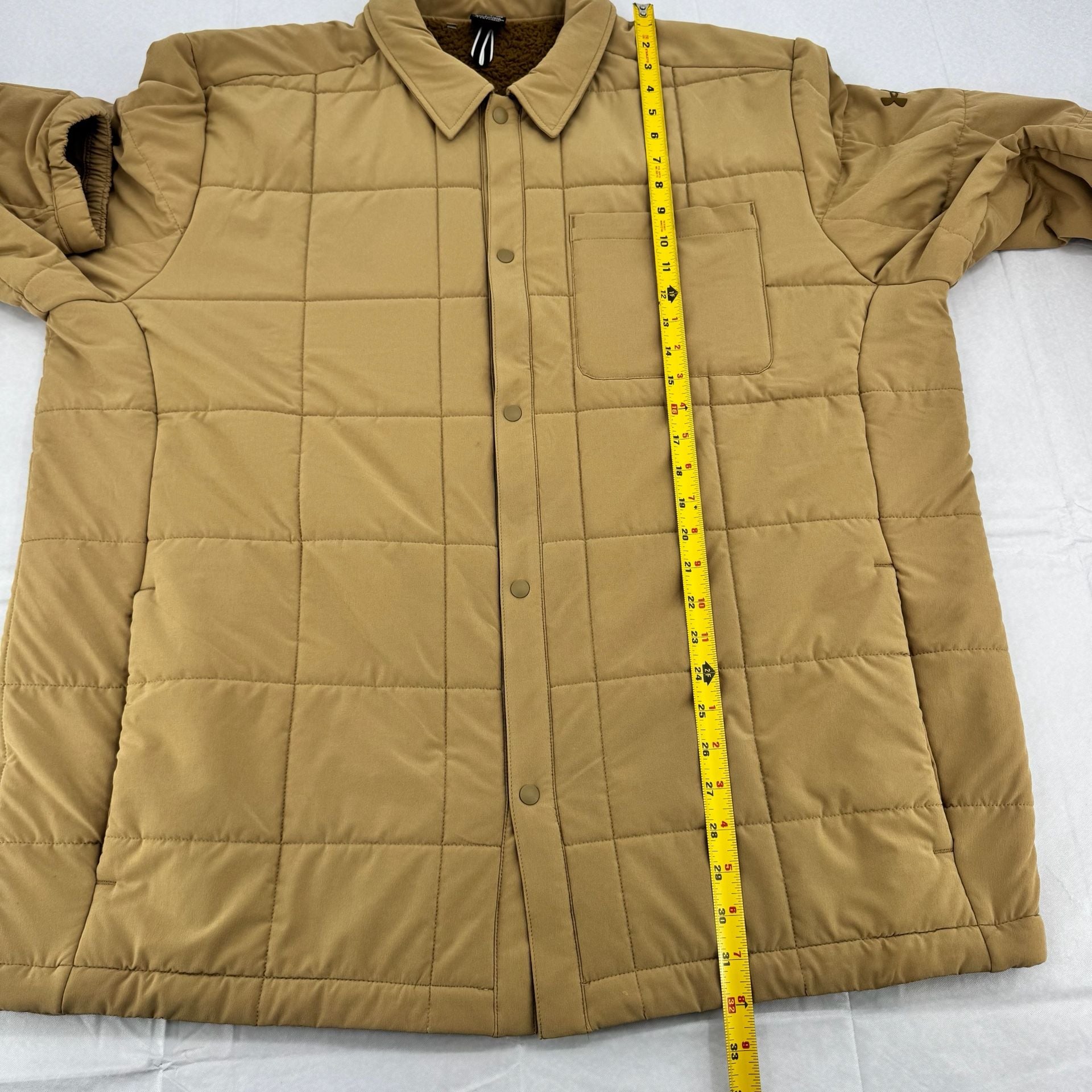 Under Armour Storm Quilted Sherpa Lined Jacket 2XL Tan Snap Shirt 7