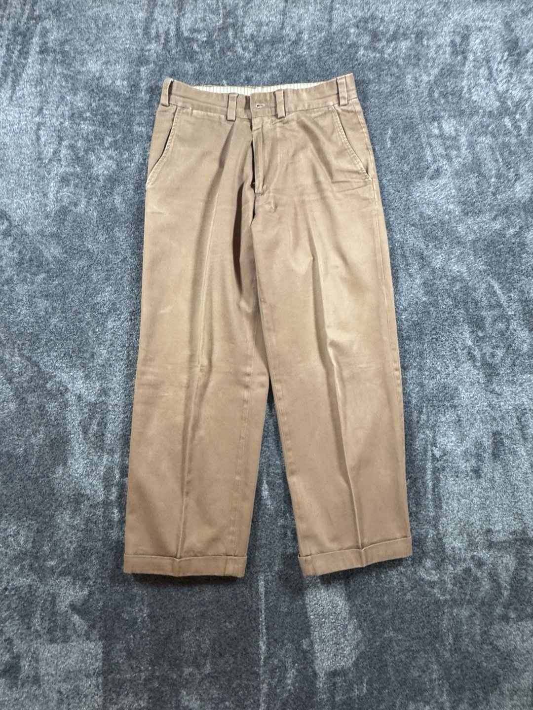 Bills Khakis Pants Size 32 Brown Cotton Pleated Cuffed Chinos 3
