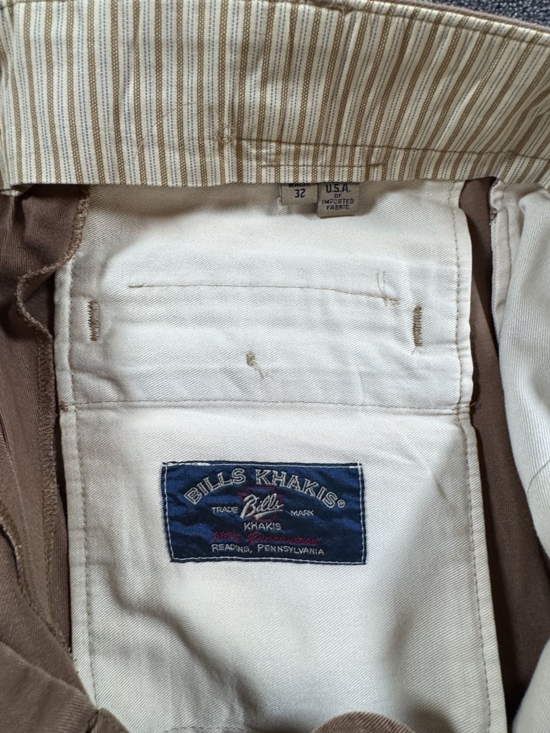 Bills Khakis Pants Size 32 Brown Cotton Pleated Cuffed Chinos 4