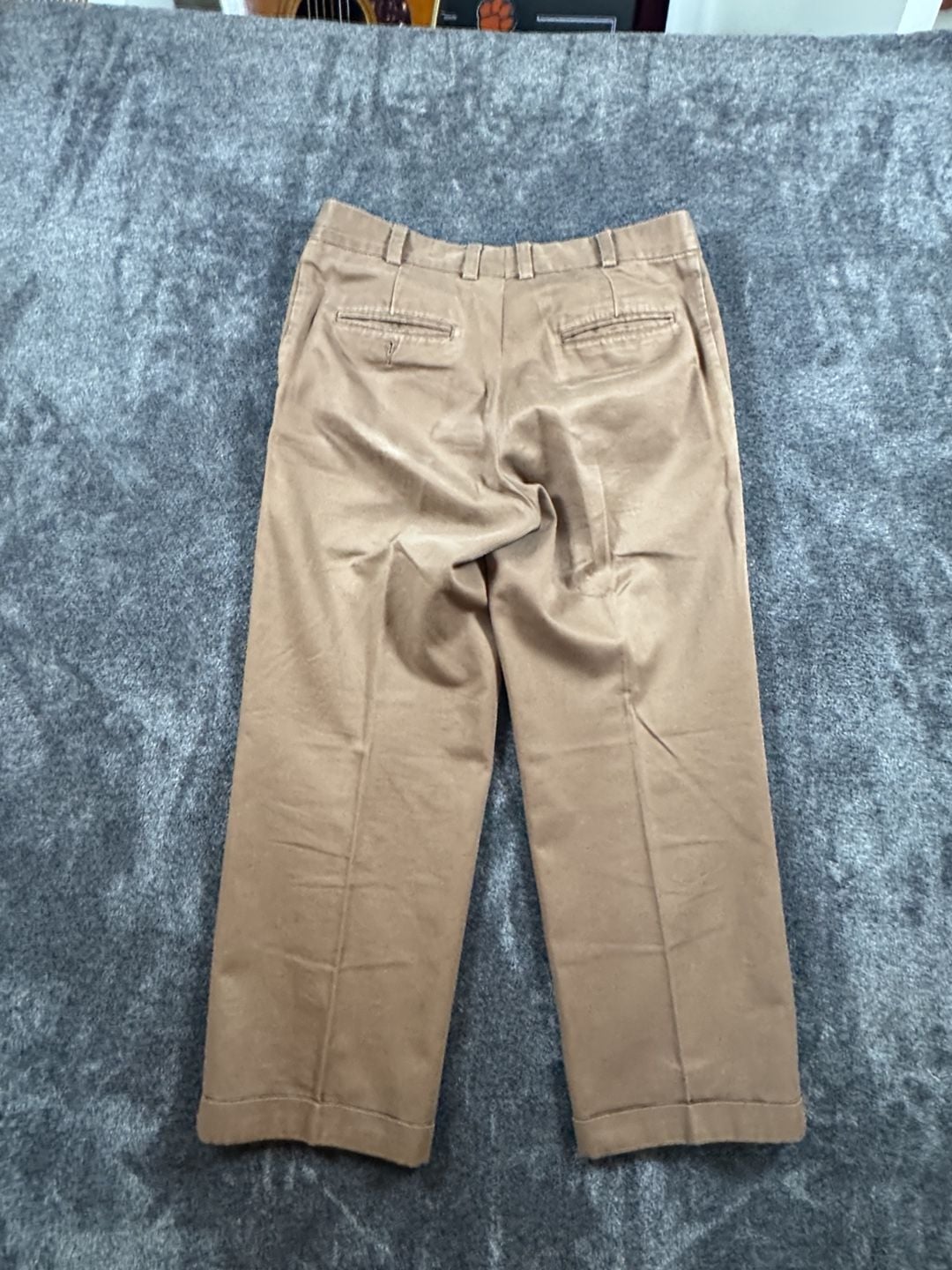 Bills Khakis Pants Size 32 Brown Cotton Pleated Cuffed Chinos 6