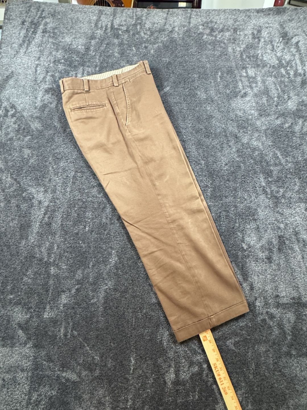 Bills Khakis Pants Size 32 Brown Cotton Pleated Cuffed Chinos 8