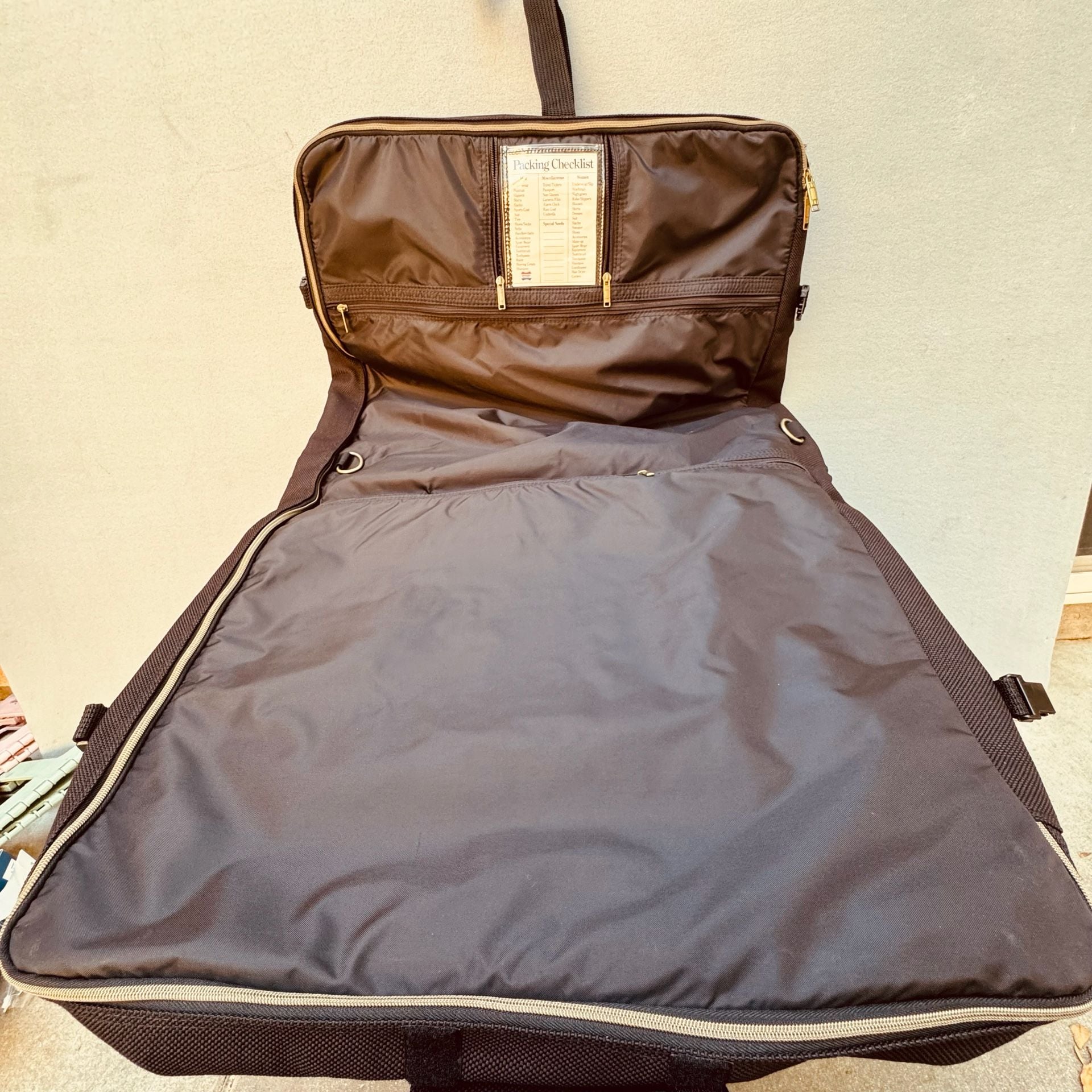 American Tourister Vintage Garment Bag Brown Canvas Travel Luggage 5