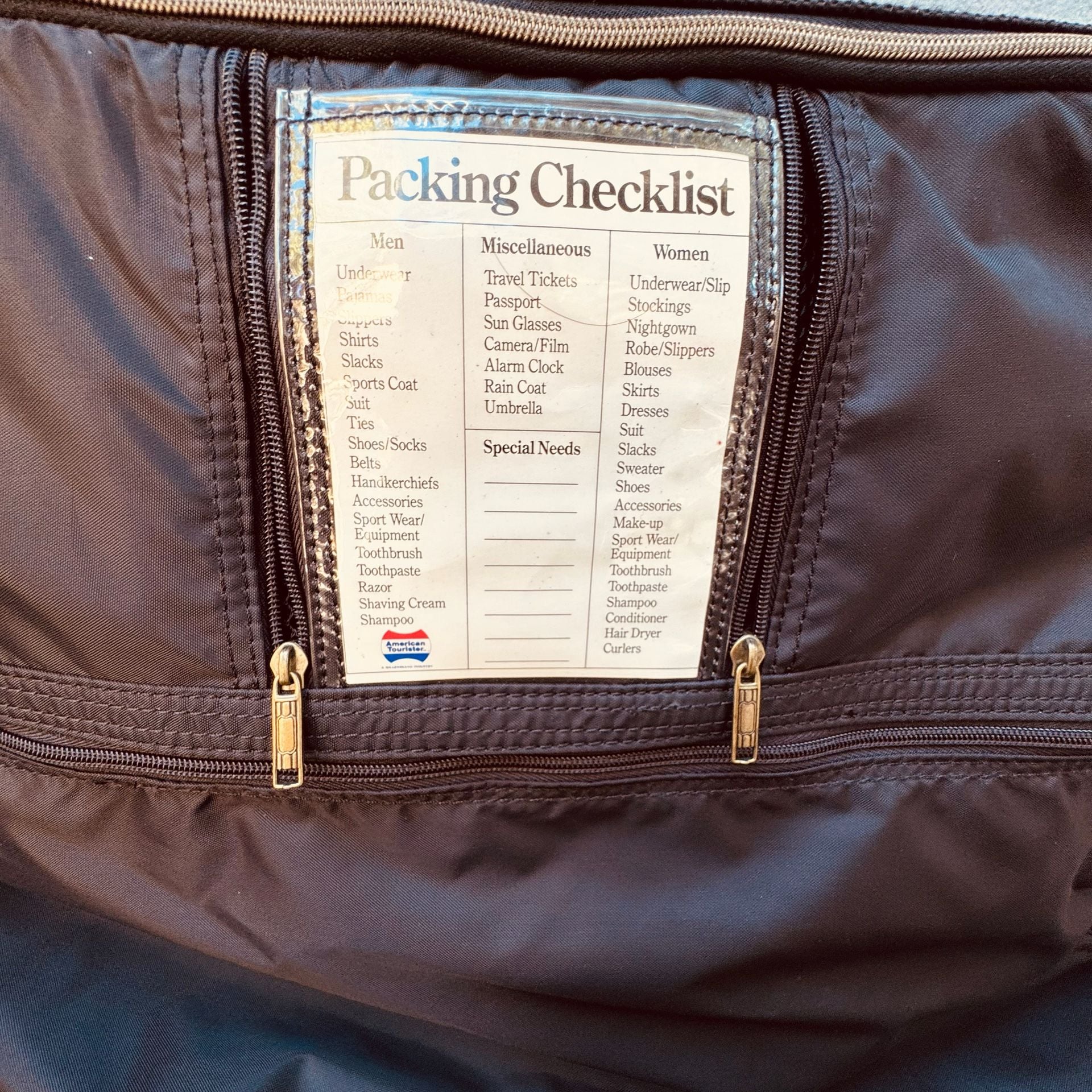 American Tourister Vintage Garment Bag Brown Canvas Travel Luggage 6