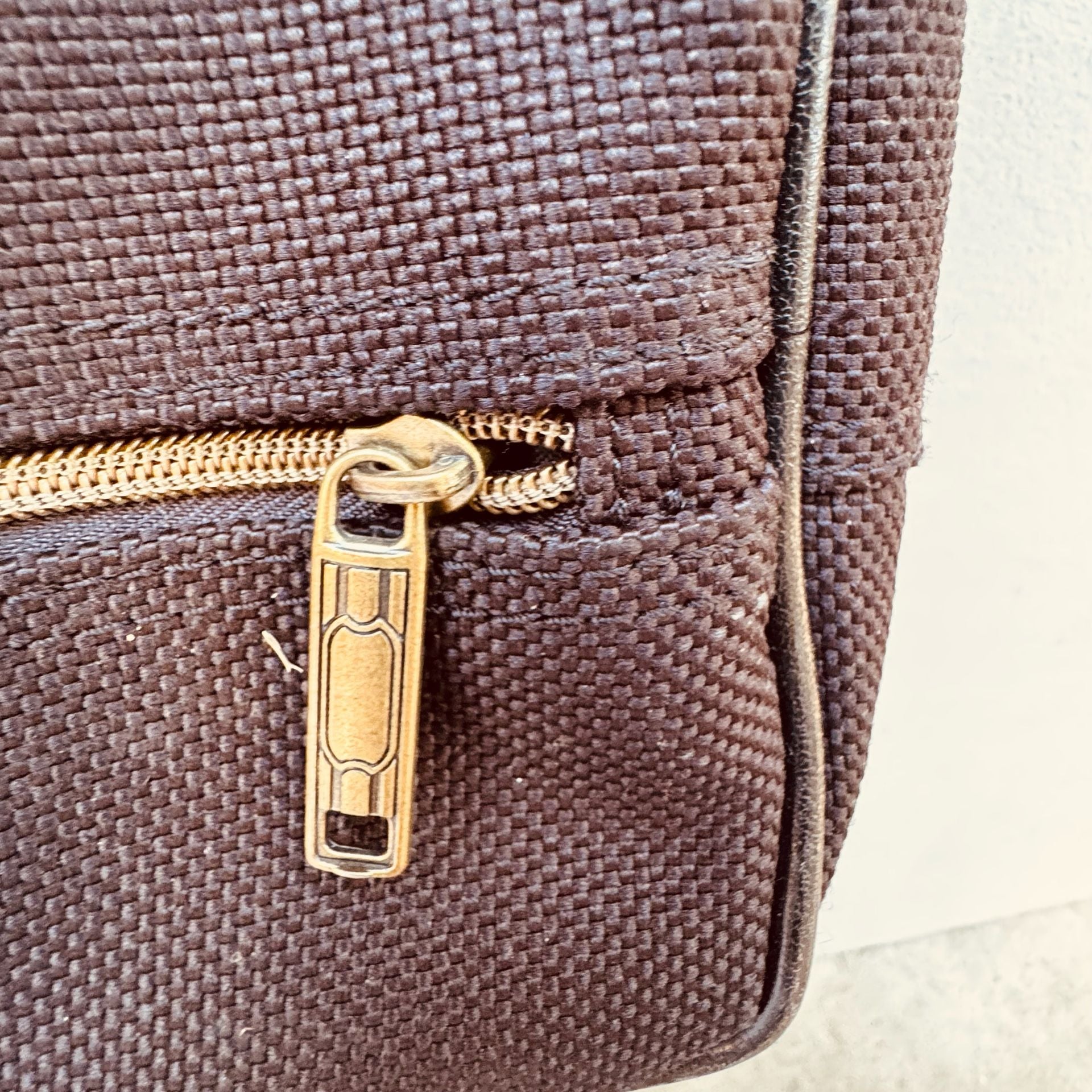 American Tourister Vintage Garment Bag Brown Canvas Travel Luggage 12