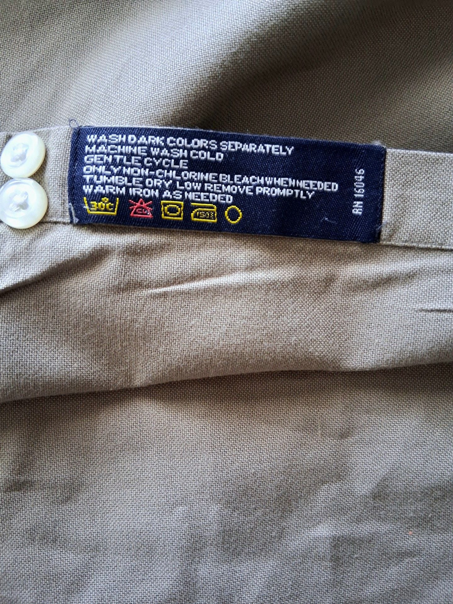 Nautica Vintage Oxford Shirt Size 16 1/2 32/33 Tan Long Sleeve 3