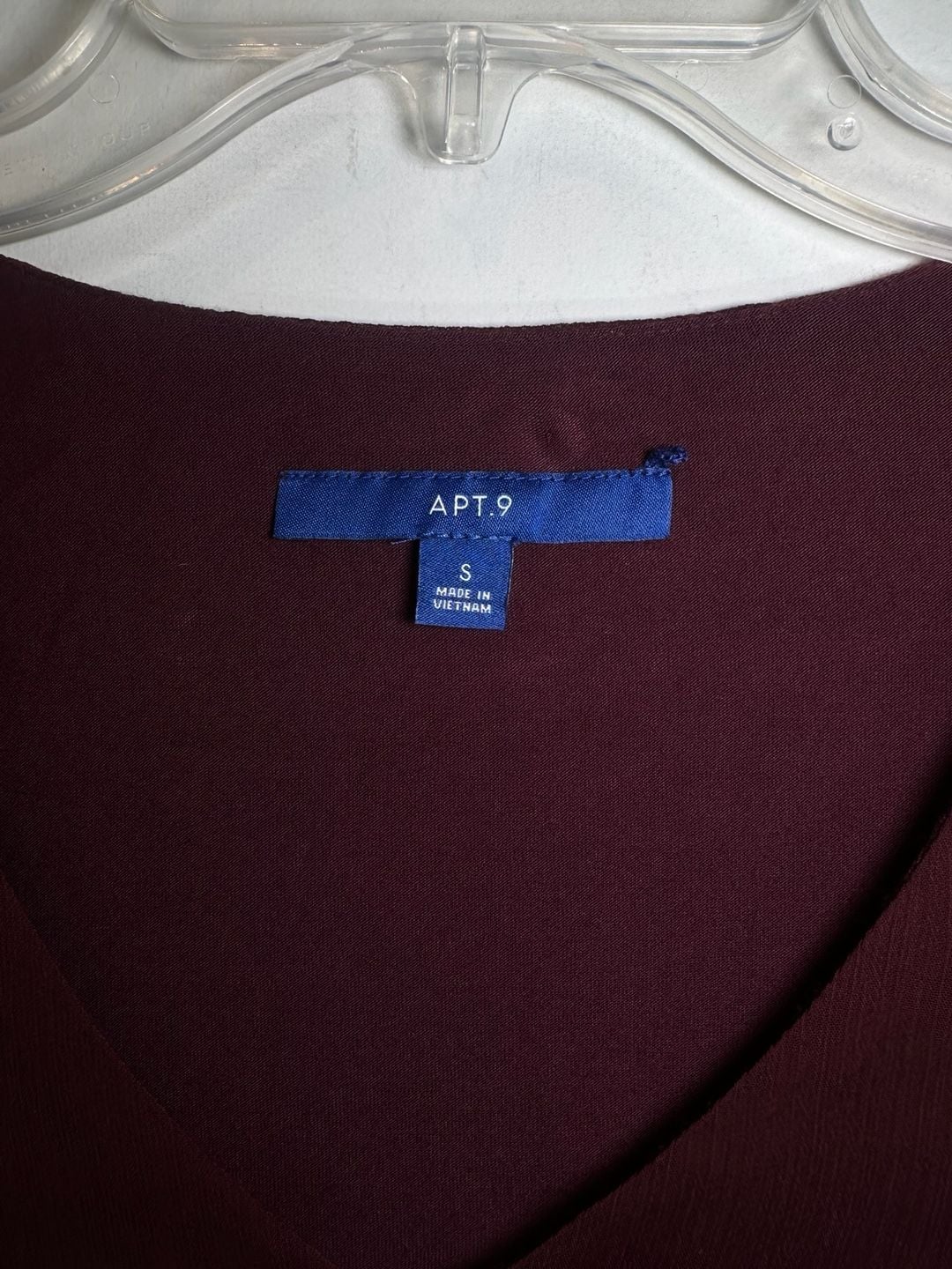 Apt. 9 V-Neck Blouse Size S Burgundy Sheer Long Sleeve Layered Top 3