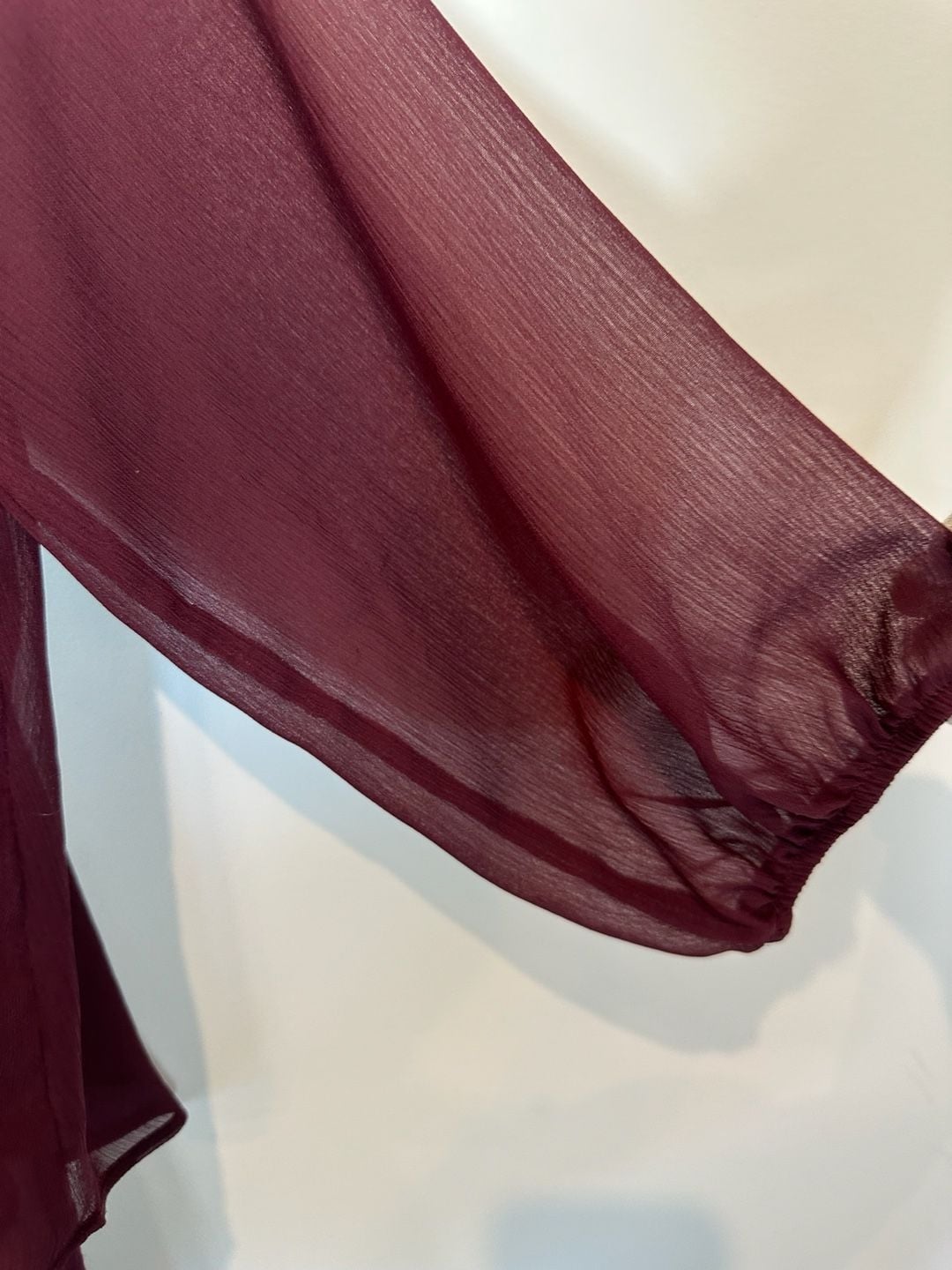 Apt. 9 V-Neck Blouse Size S Burgundy Sheer Long Sleeve Layered Top 5