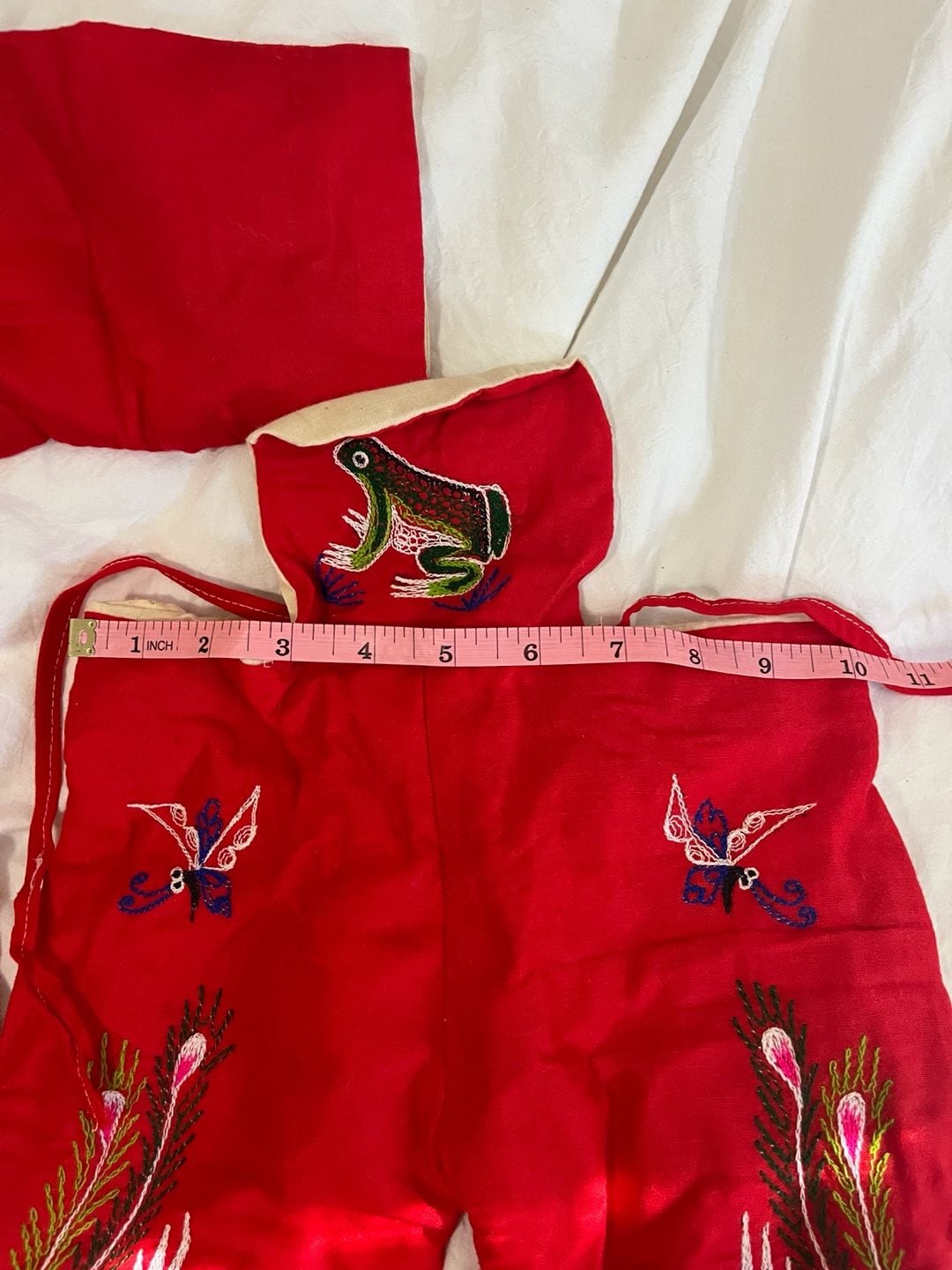 Vintage Chinese Embroidered Red Dragon & Phoenix Children 2-Piece Outfit 9