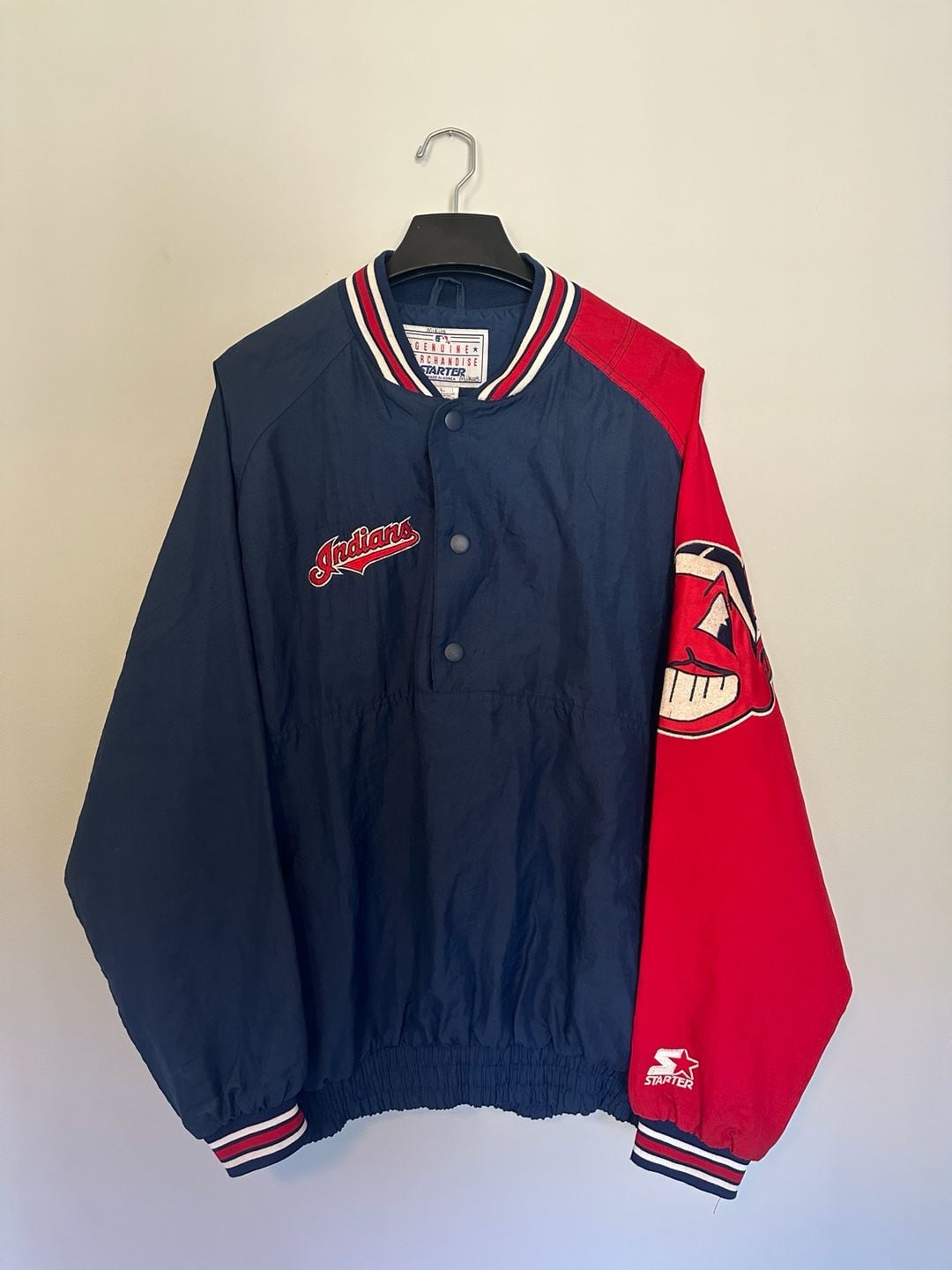 Vintage Starter Cleveland Indians Pullover Jacket Size L 2