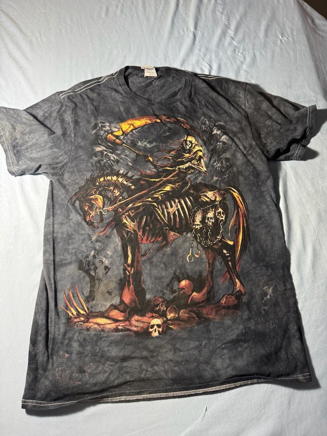 Vintage Delta Pro Weight Grim Reaper Graphic T-Shirt Size M Black 2