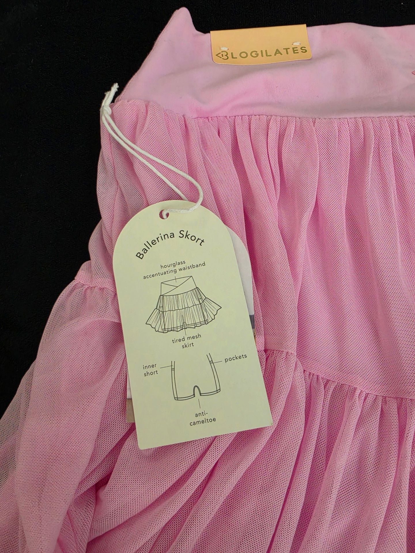 Blogilates Ballerina Skort Size M Pink Mesh Tiered Activewear Skirt New 6