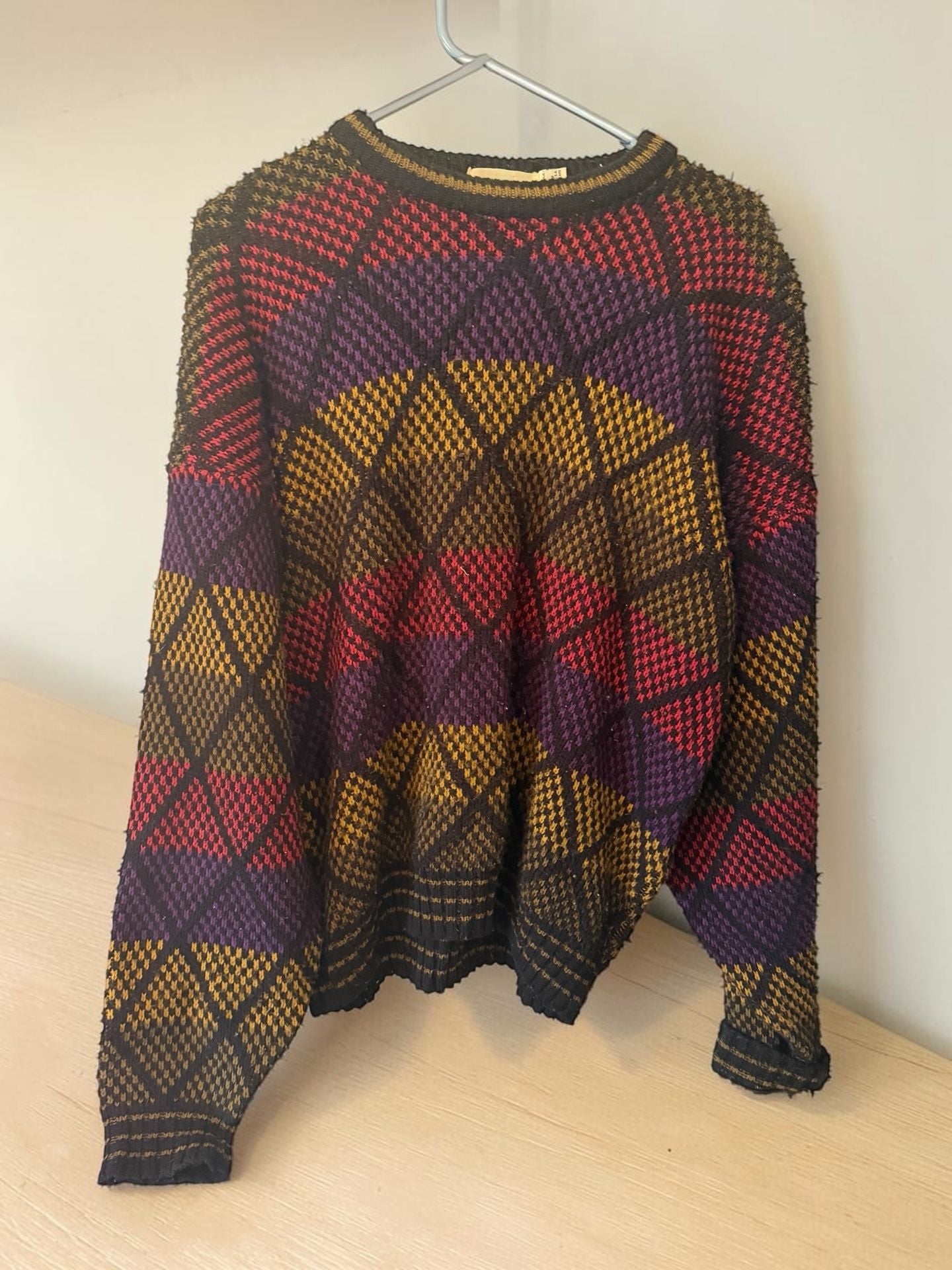 New Era Geometric Knit Sweater Size M Vintage Made In USA 2