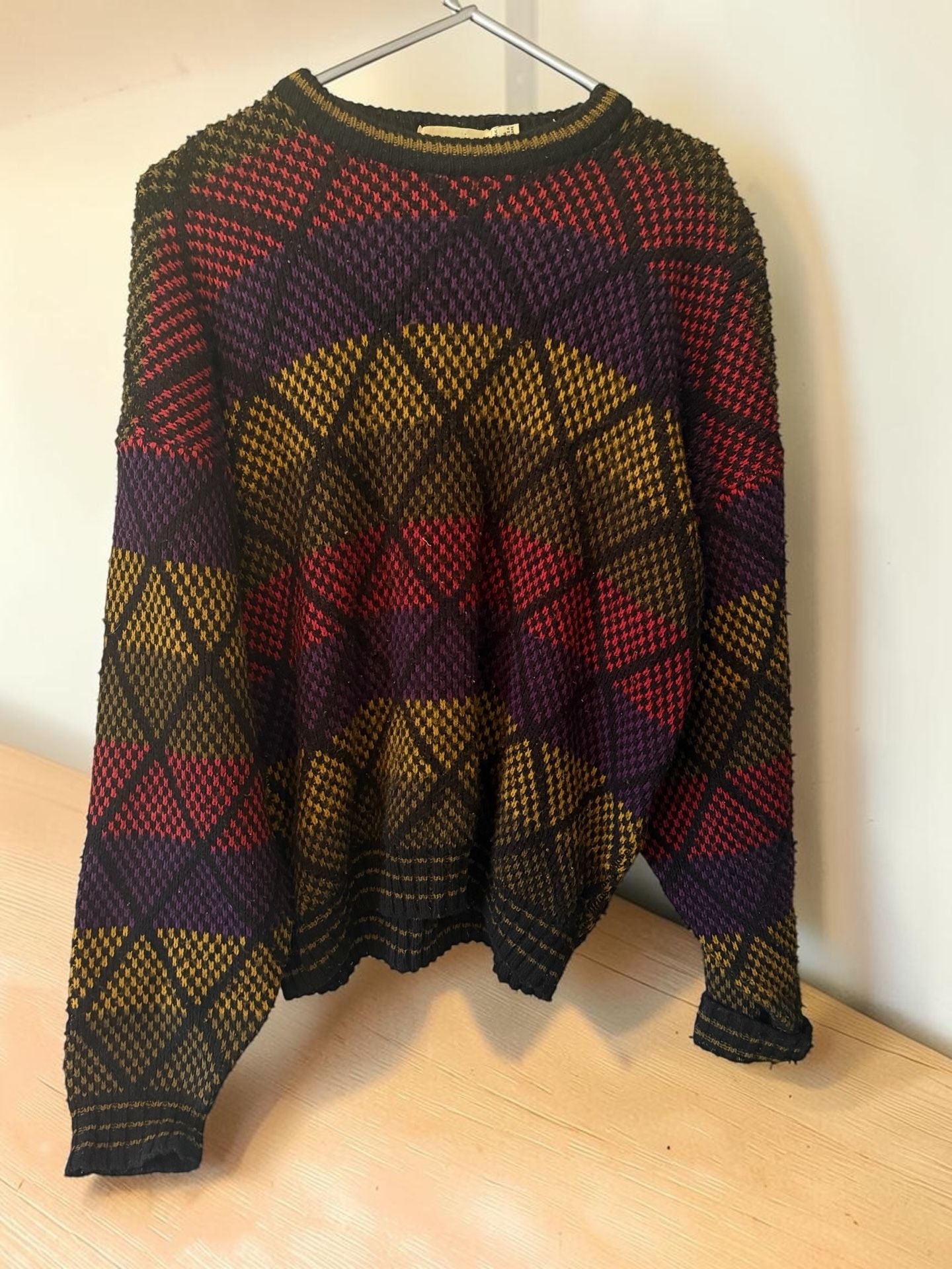 New Era Geometric Knit Sweater Size M Vintage Made In USA 3
