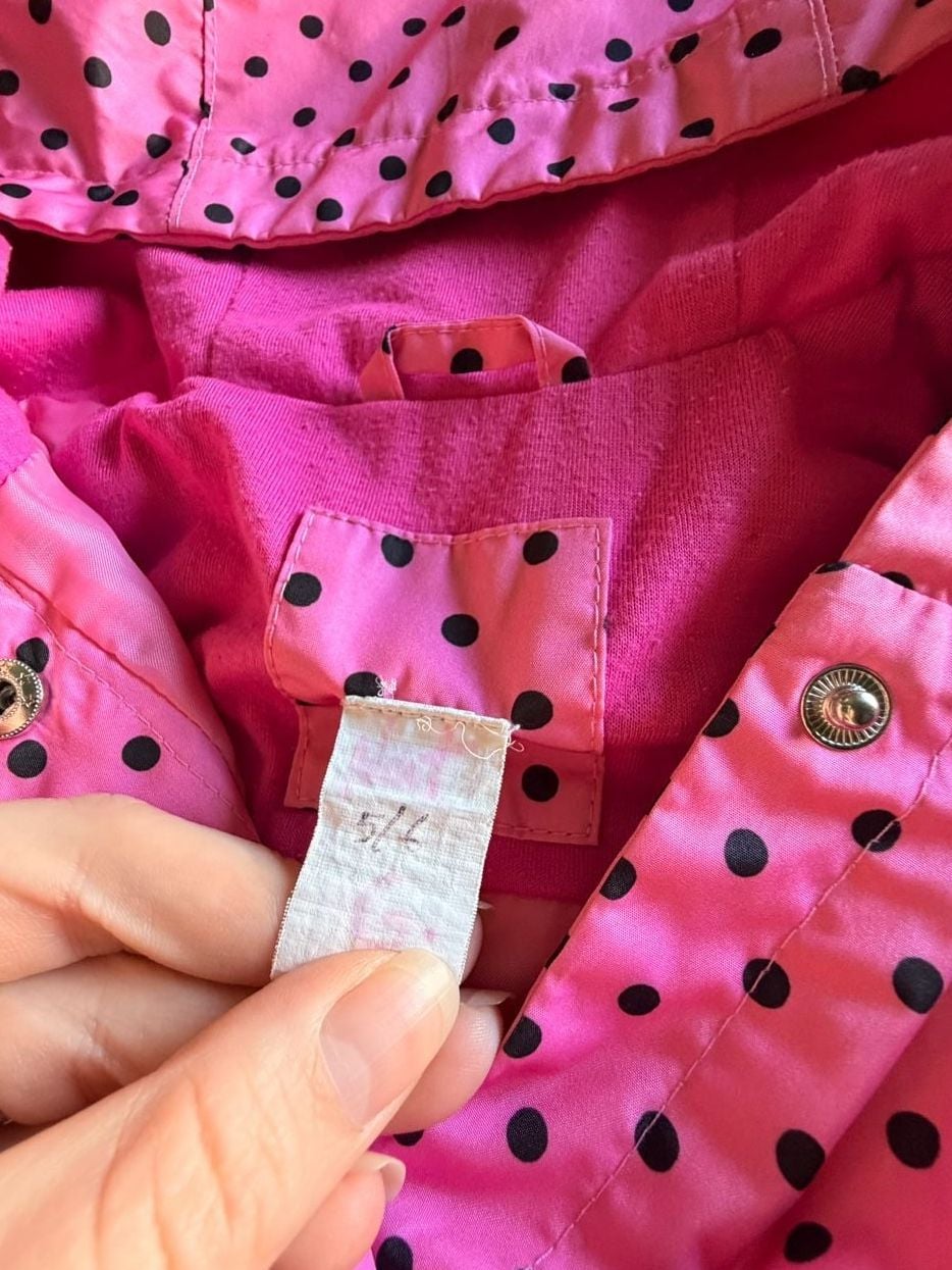 Pink Polka Dot Hooded Jacket Size 7/8 5