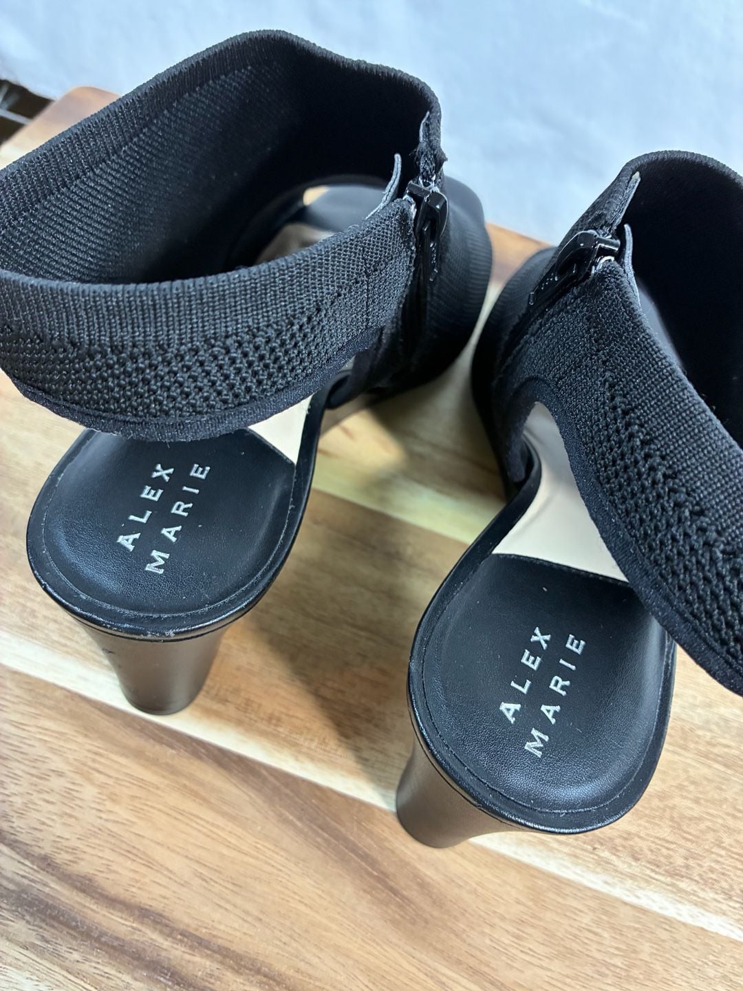 Alex Marie Black Knit Wedge Sandals size 11 7