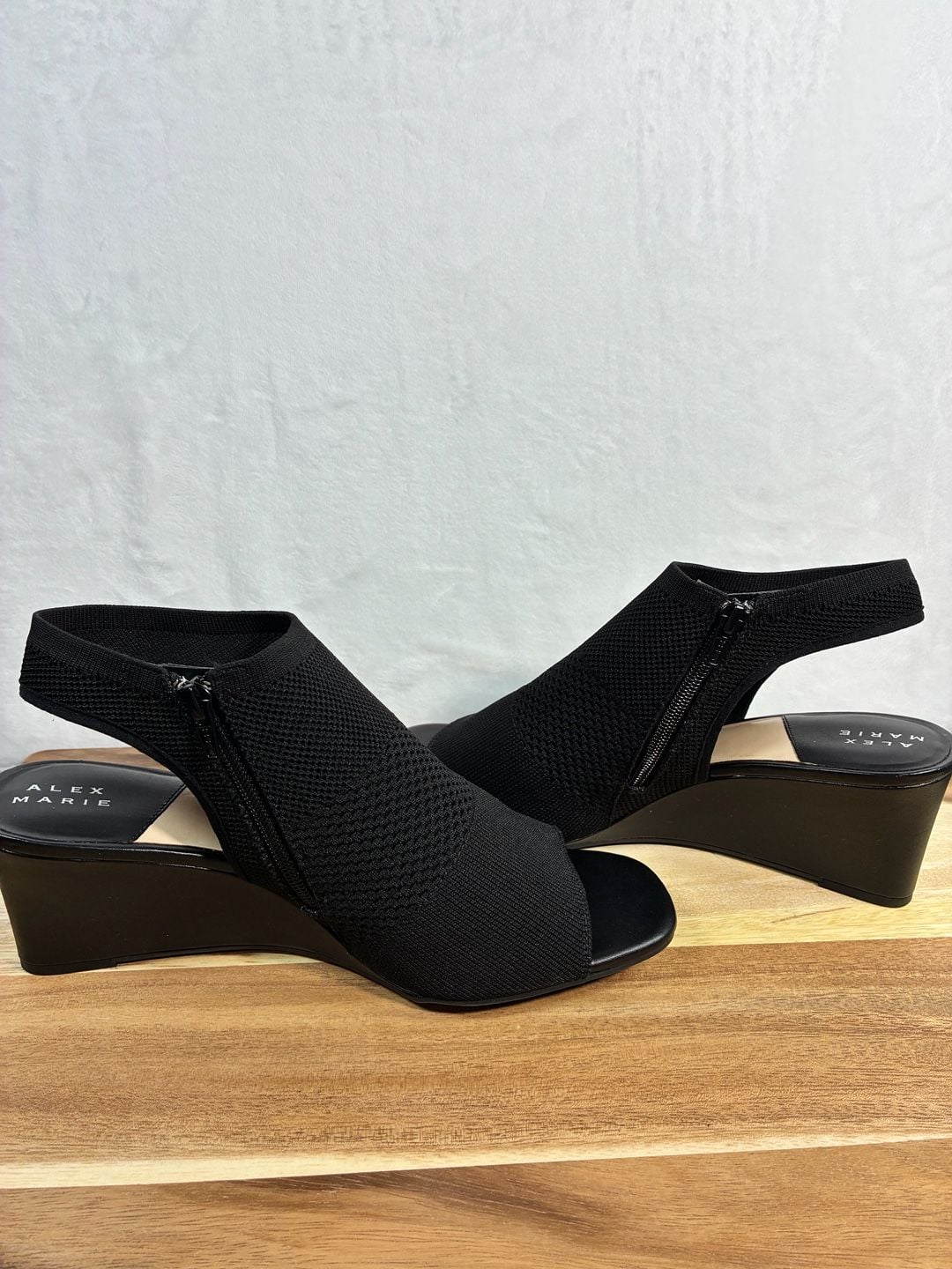 Alex Marie Black Knit Wedge Sandals size 11 8