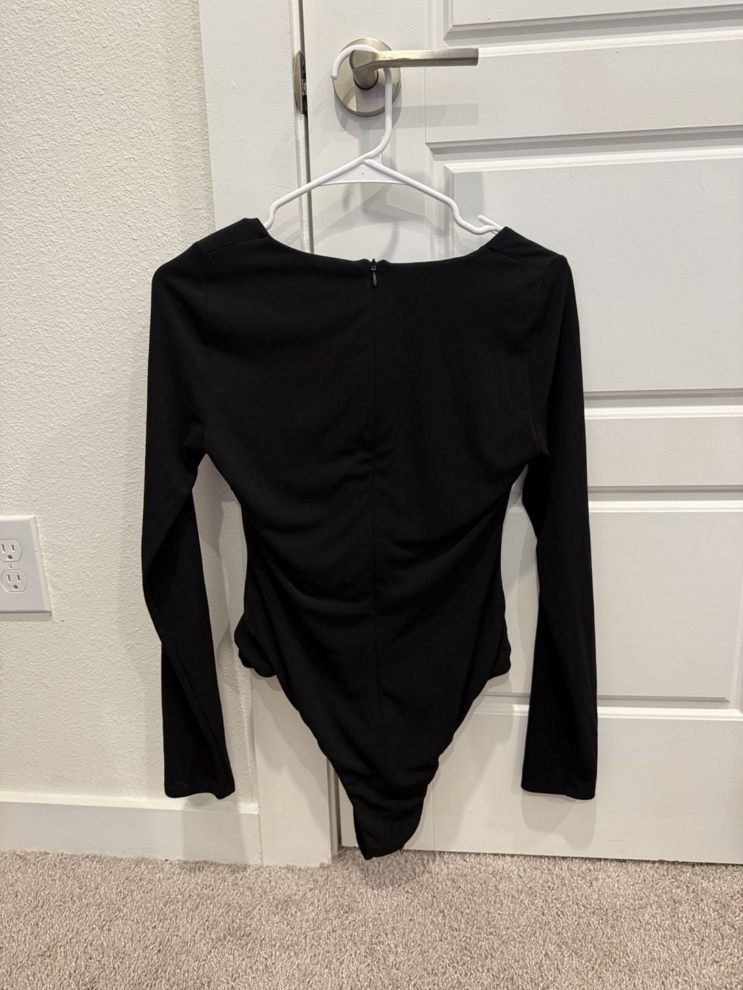 Zara Long Sleeve Bodysuit Size M Black Cowl Neck 4