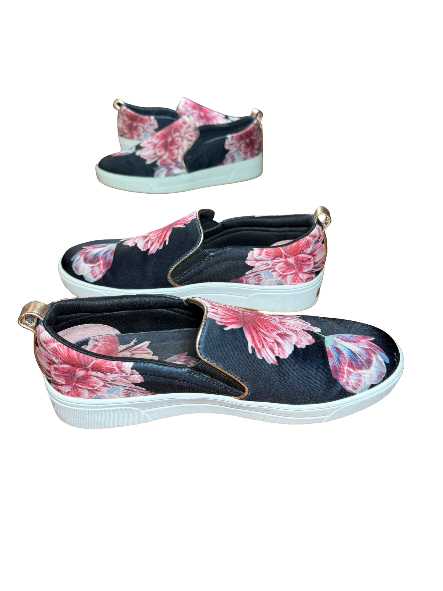 Ted Baker Slip-On Sneakers Floral Black Pink 6