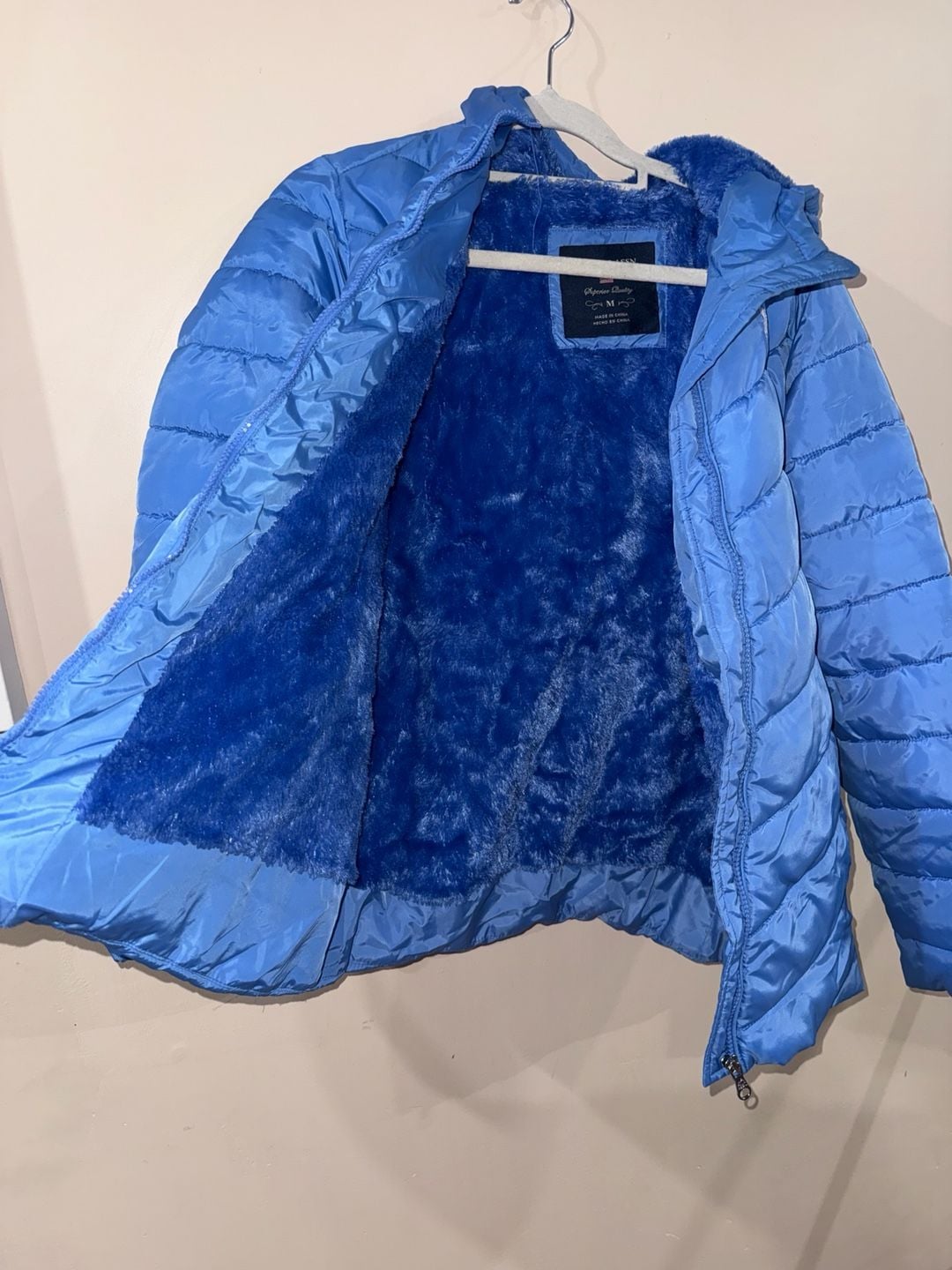 U.S. Polo Assn. Puffer Jacket Size M Blue Fleece Lined 3