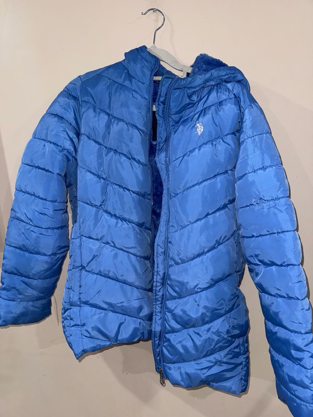 U.S. Polo Assn. Puffer Jacket Size M Blue Fleece Lined 4