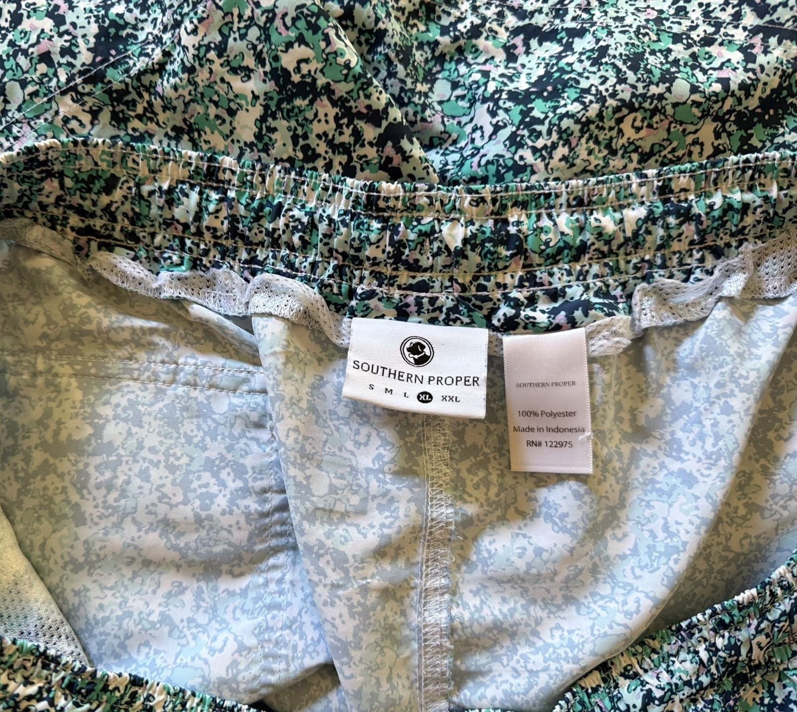 Southern Proper Swim Trunks Size XL Green Floral Board Shorts. No liner. 6