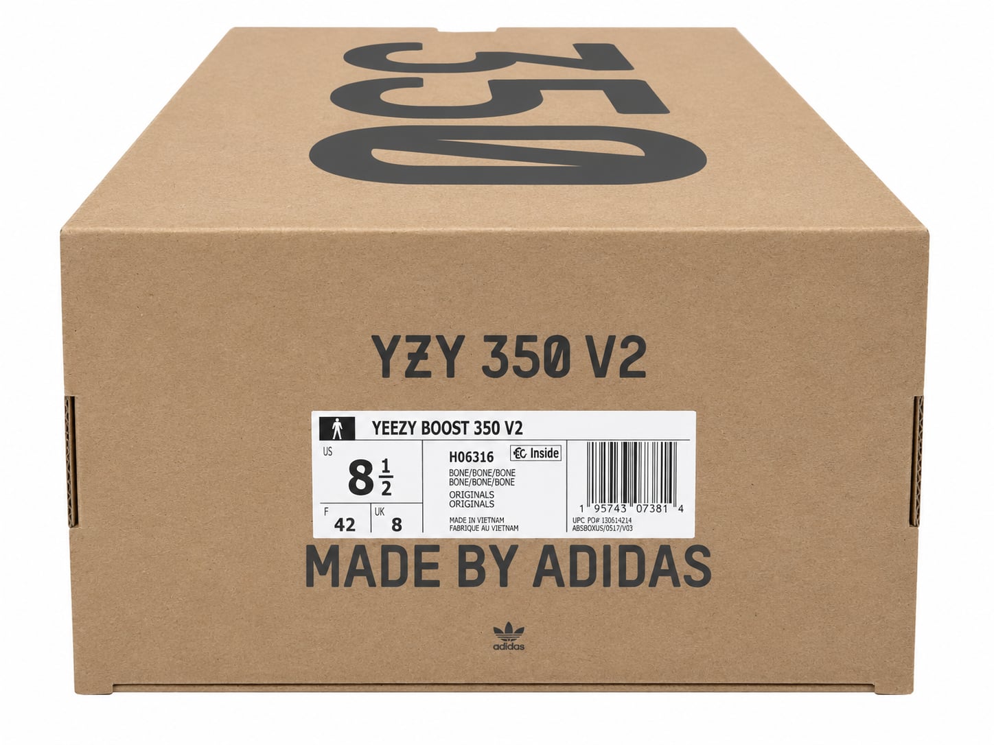 Adidas Yeezy Boost 350 V2 Bone Size 8.5 Triple White H06316 5