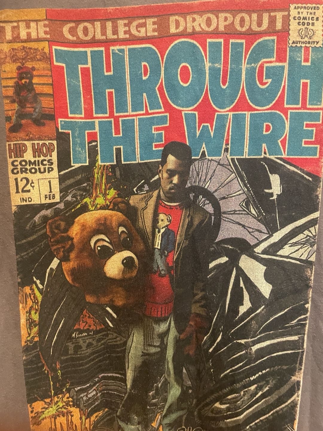 Kanye West Through The Wire The College Dropout Graphic T-Shirt Gray 3