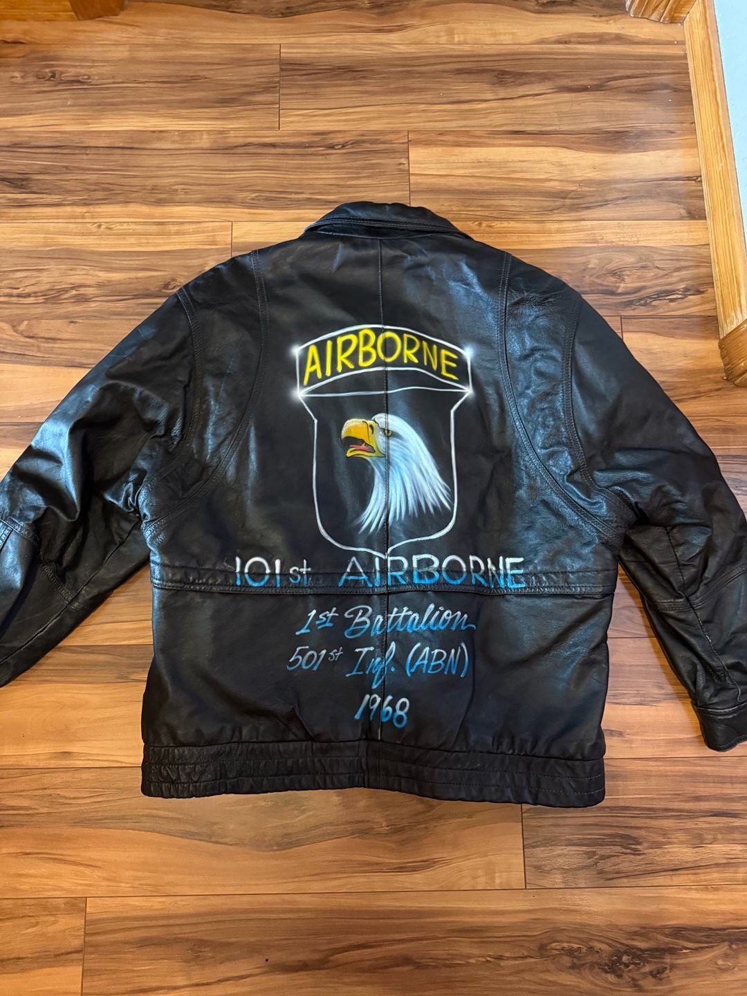Phase 2 Vintage 101st Airborne Leather Jacket Black 2