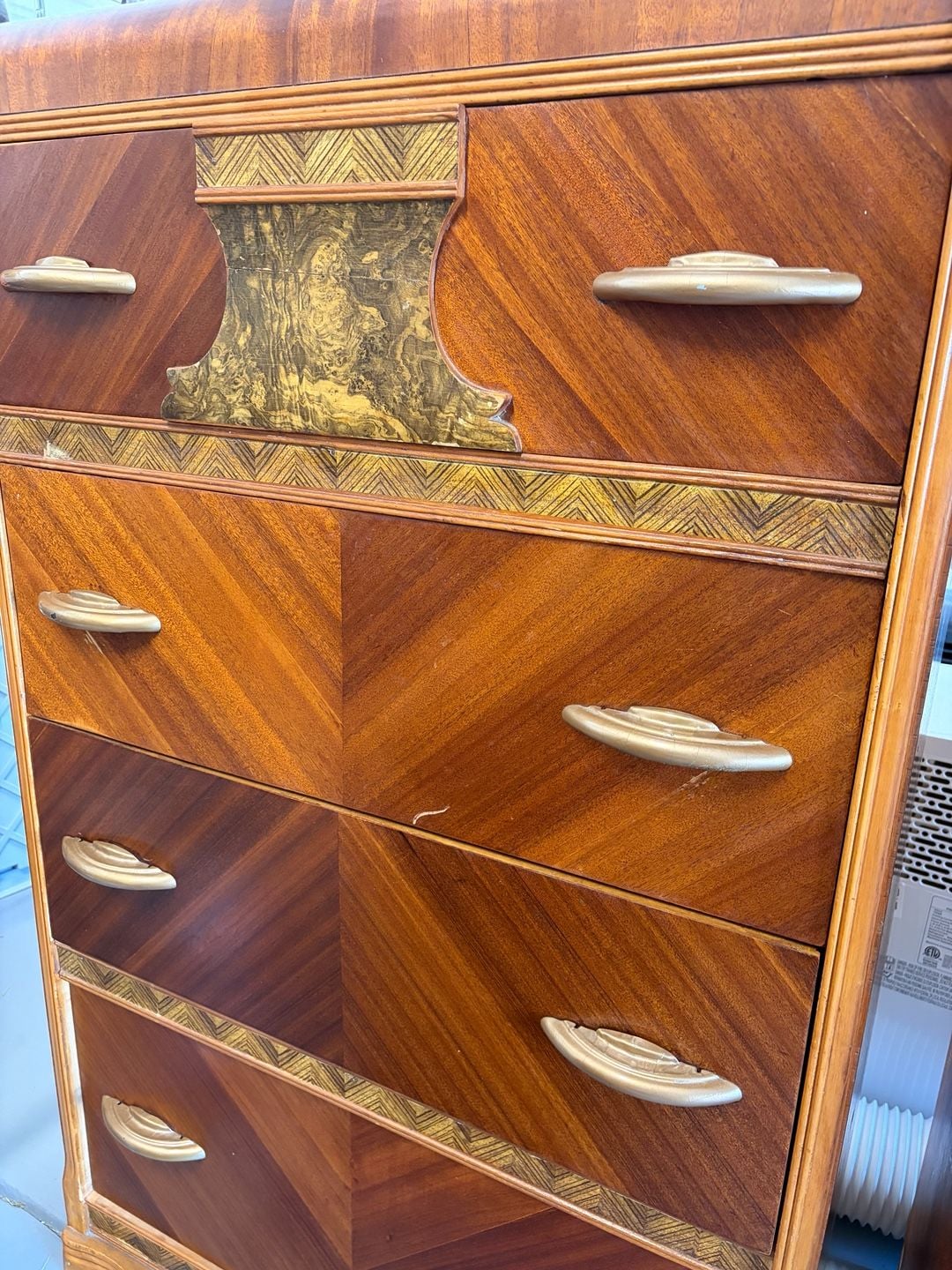 Vintage Art Deco Waterfall Bedroom Furniture Set 3