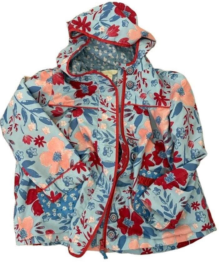 Matilda Jane girls Floral Hooded Raincoat Jacket Size 10 7